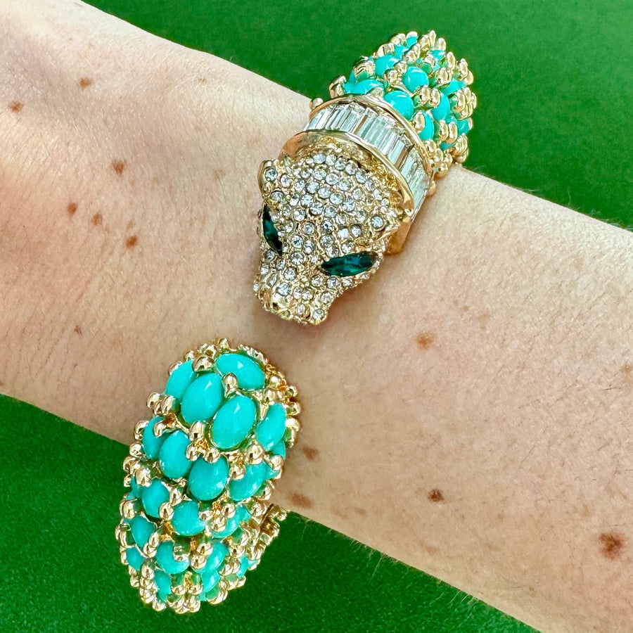 Turquoise panther bracelet