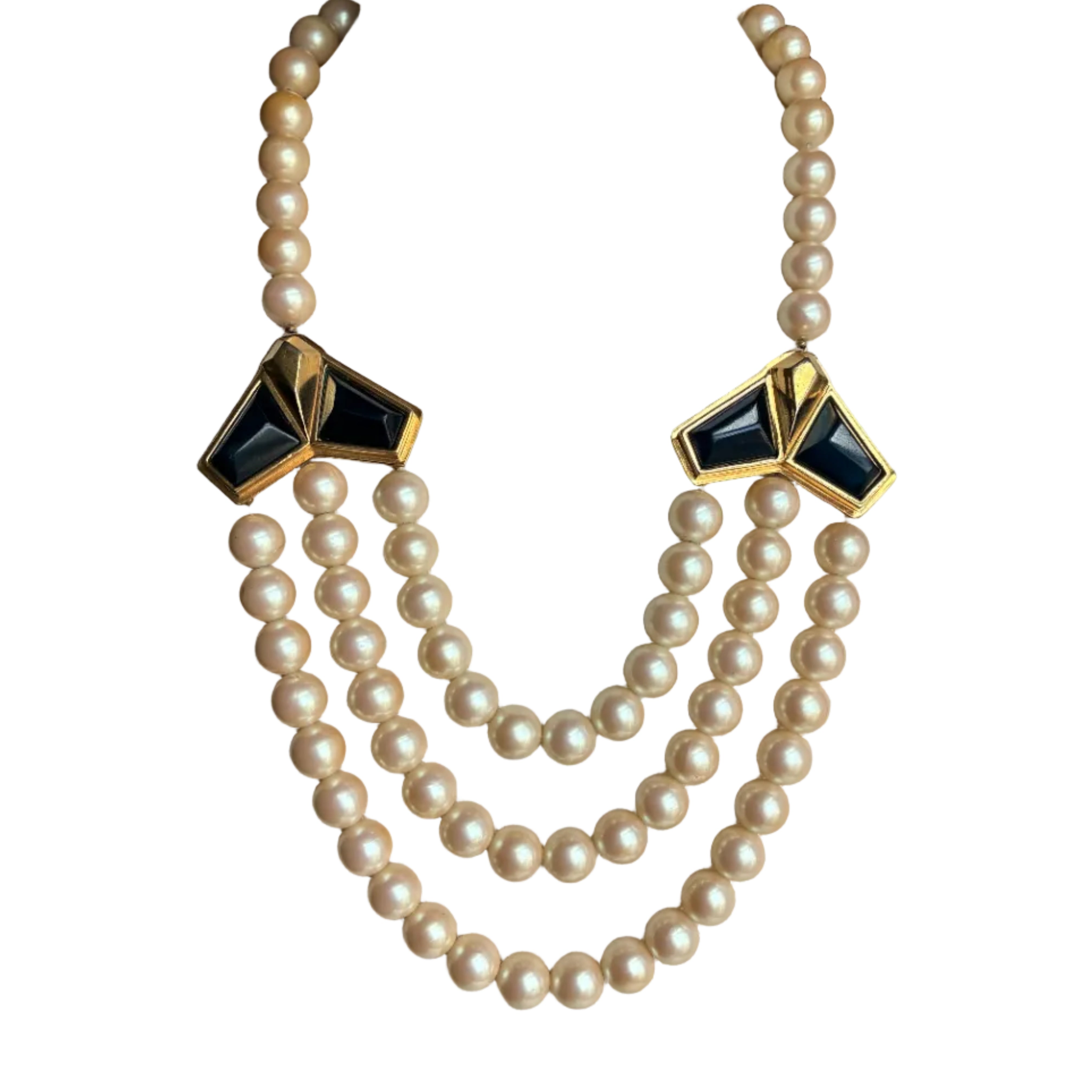 Rare Designer Yves Saint Laurent Faux Pearl Statement Necklace