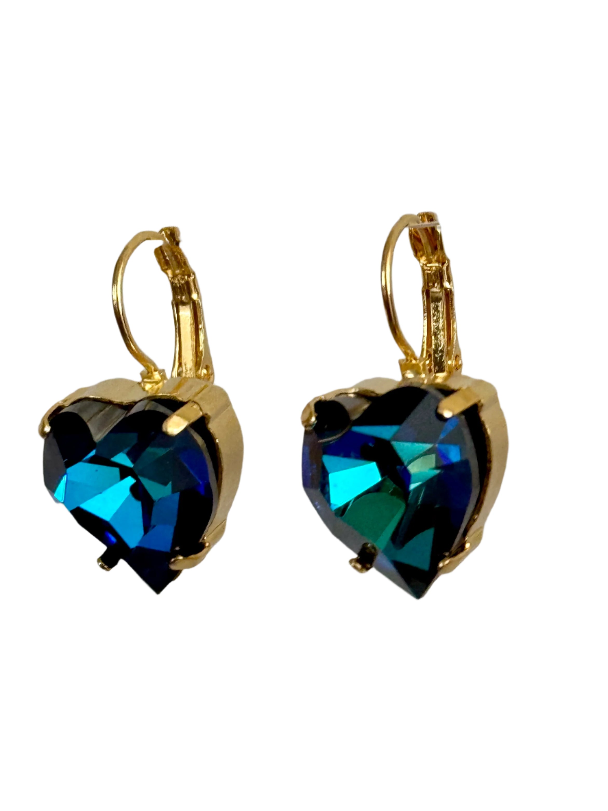 Small Dark Blue Heart Post Earrings