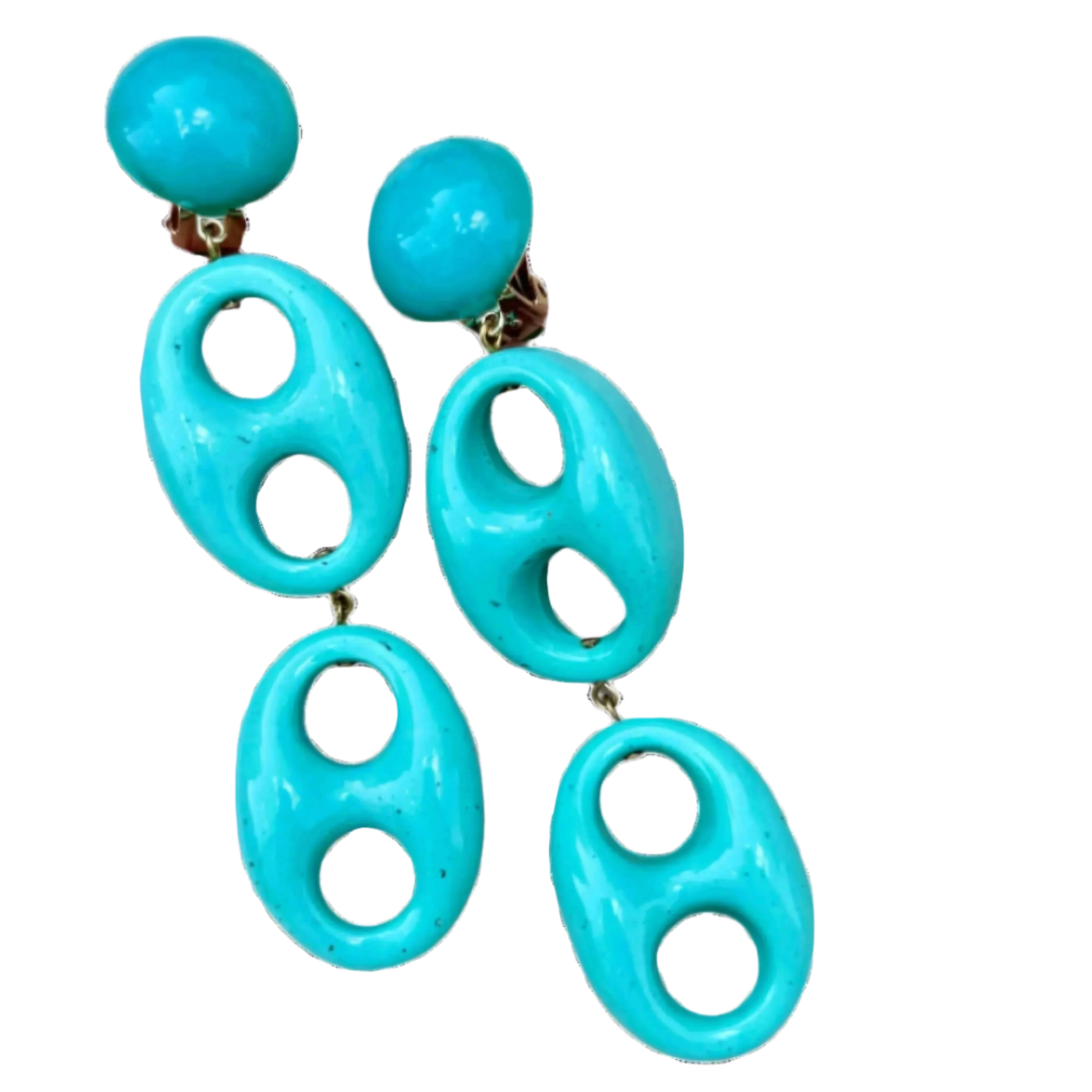 Turquoise Mariner Link Clip-On Earrings