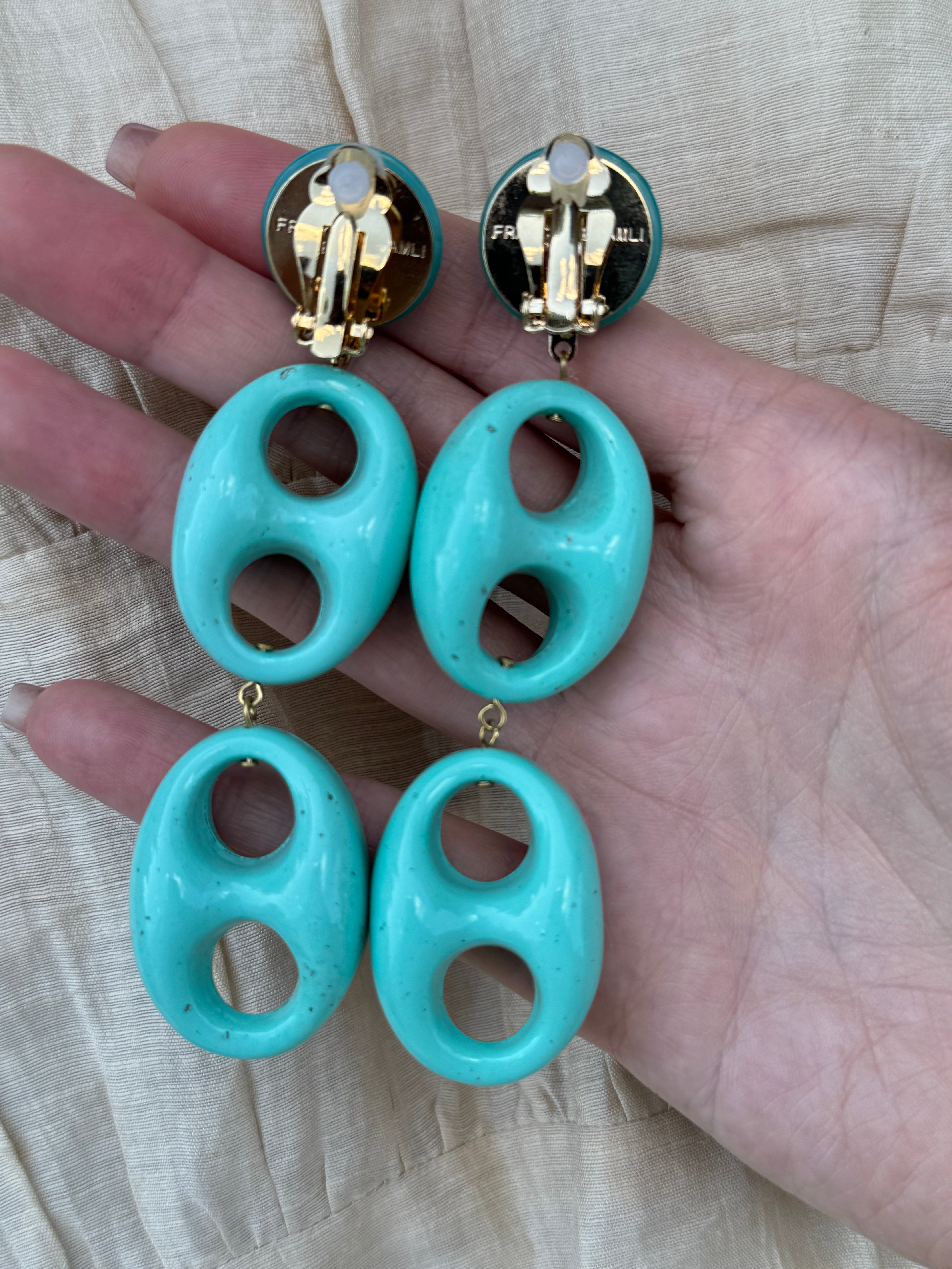 Turquoise Mariner Link Clip-On Earrings