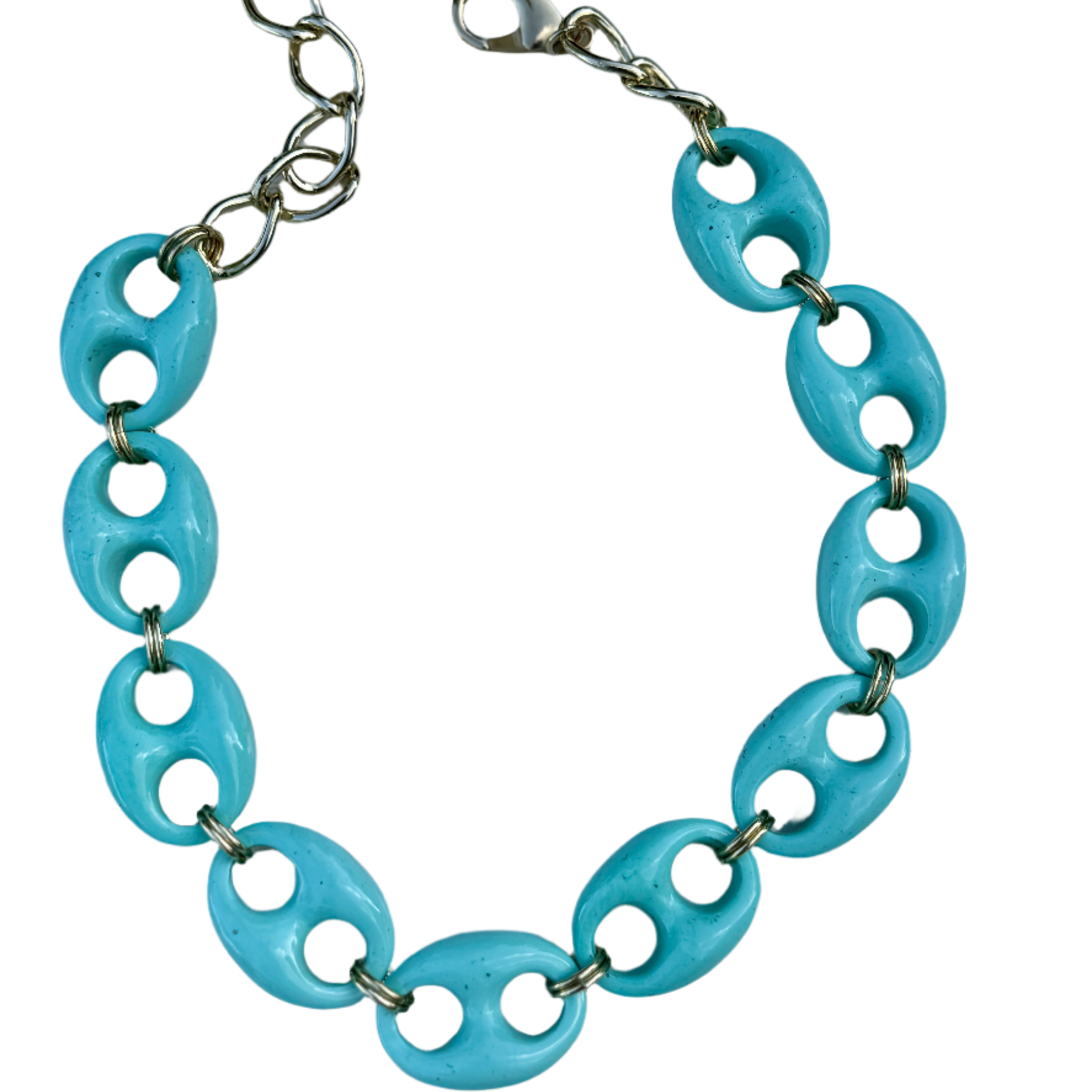 Fabulous Speckled Turquoise Mariner Link Necklace