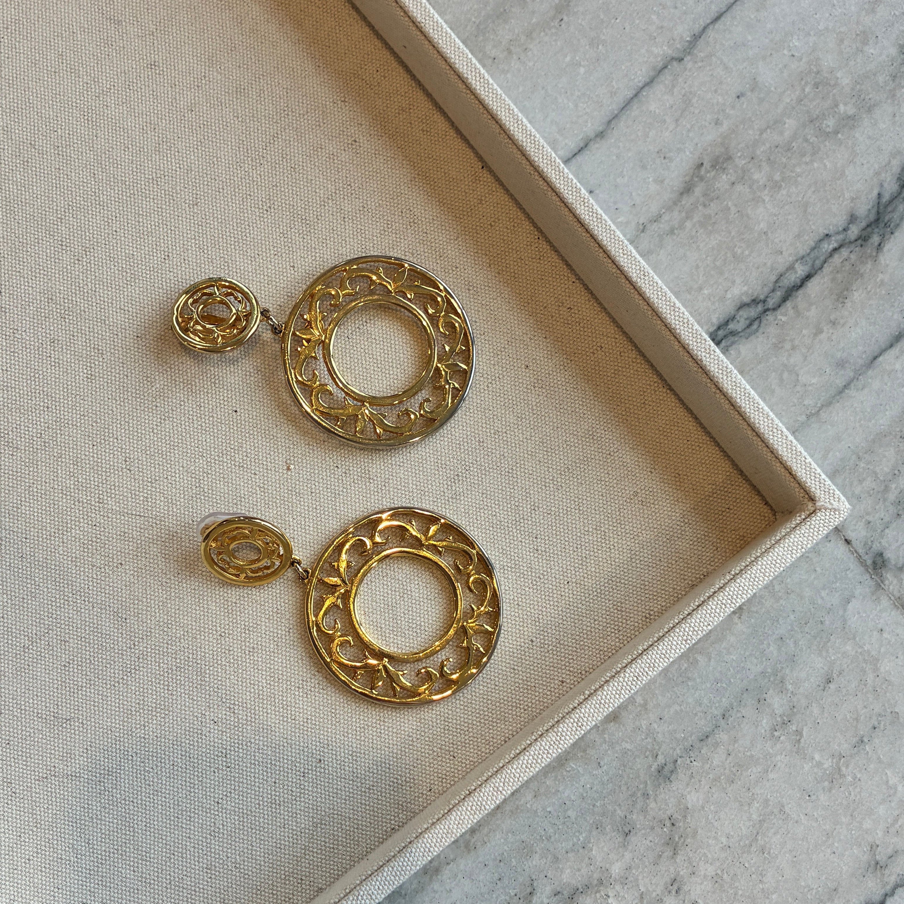 Vintage 80s French Large Gold Hoop Earrings