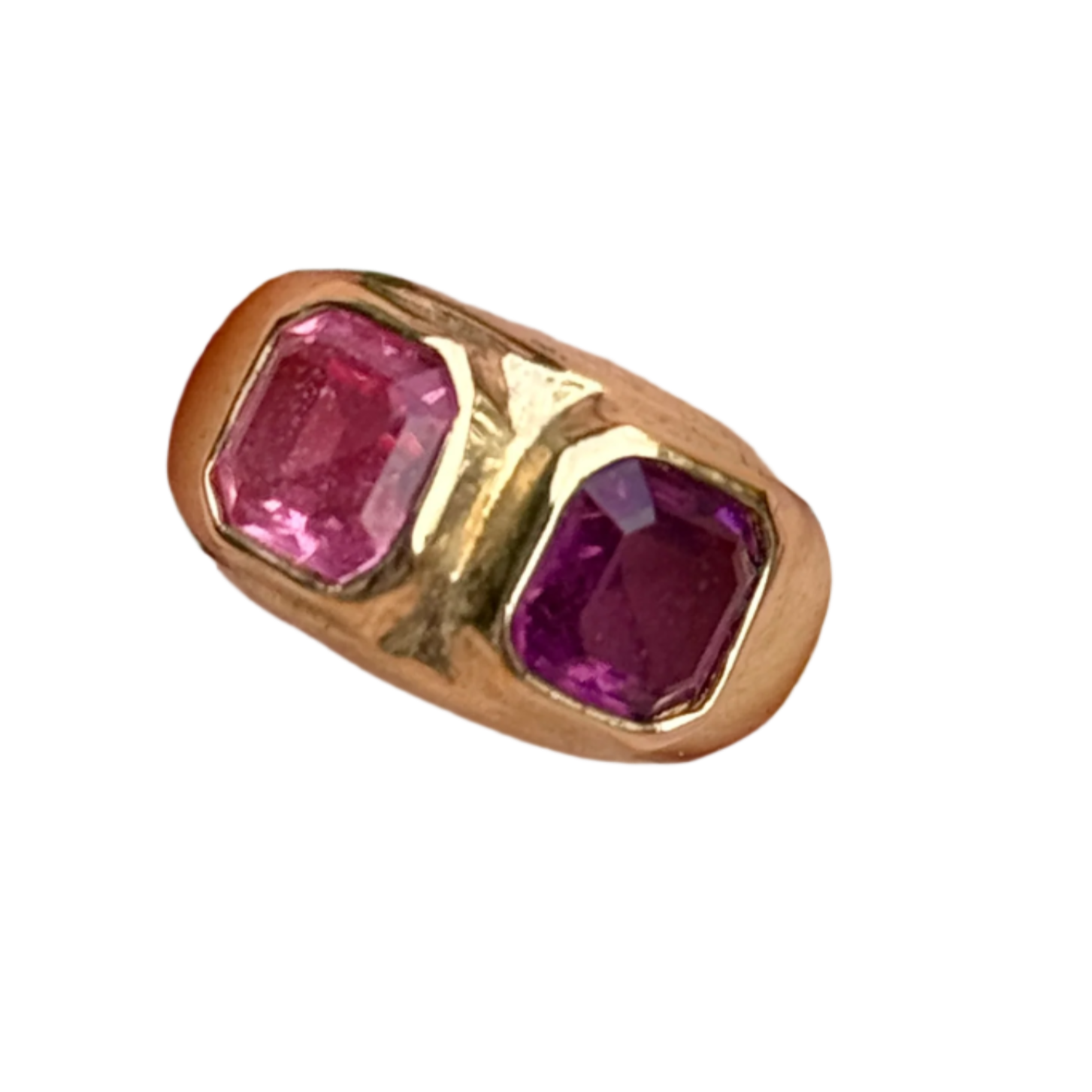 80s Pink & Purple Crystal Gold Ring Sizes 5.5 & 8.5