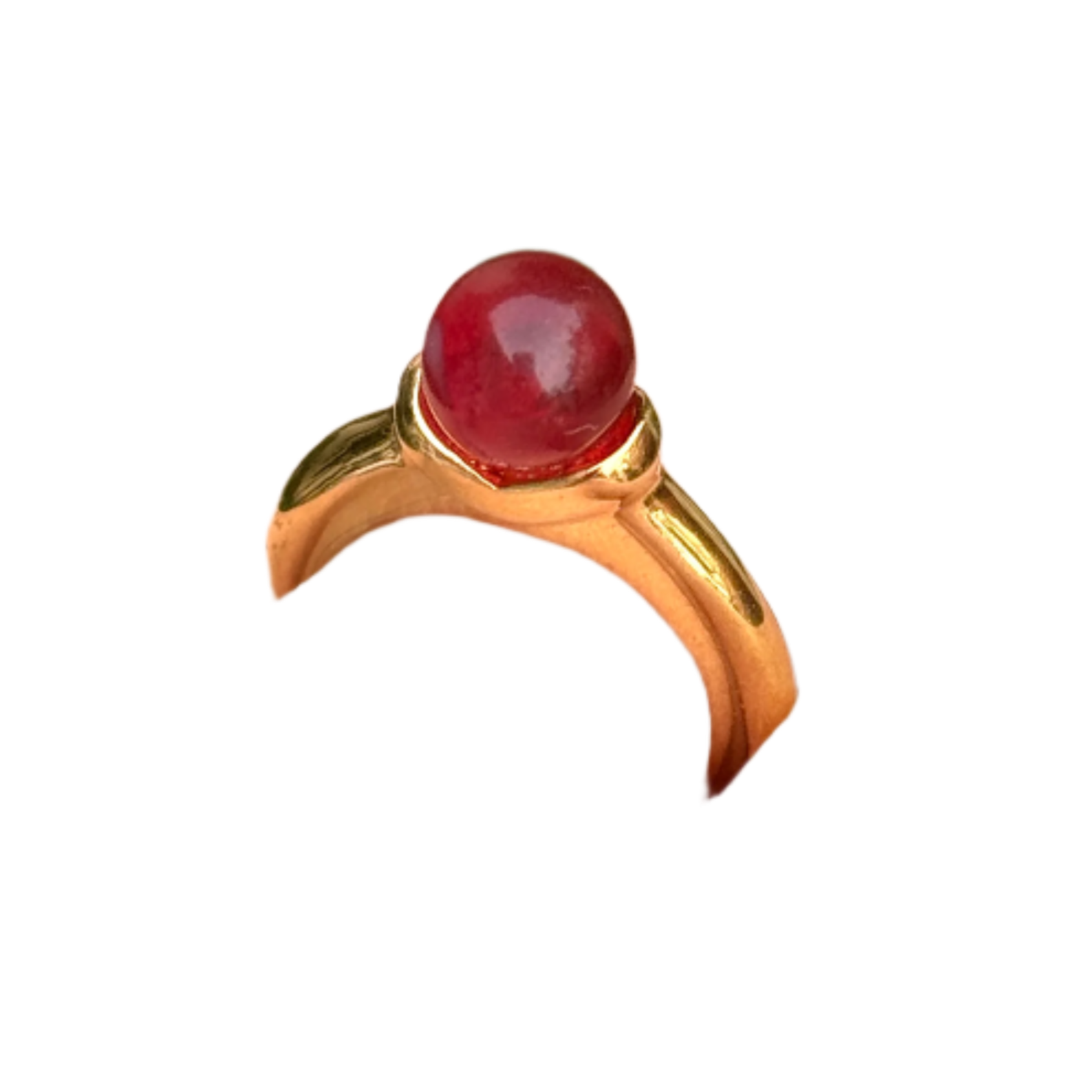 Mogul Red Cabochon Gold Ring Size 4.5