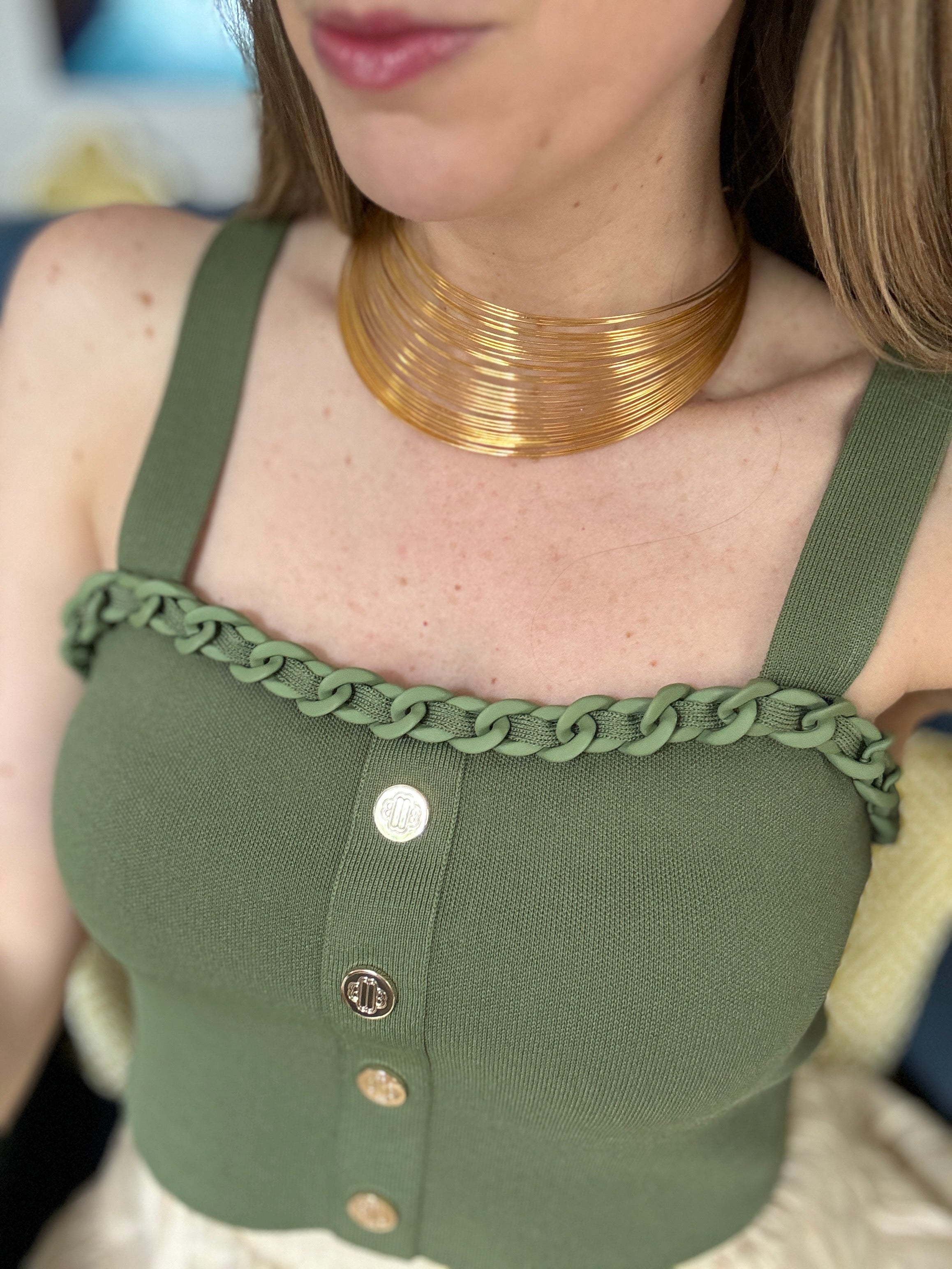 Chic French Gold Wire Collar Necklace