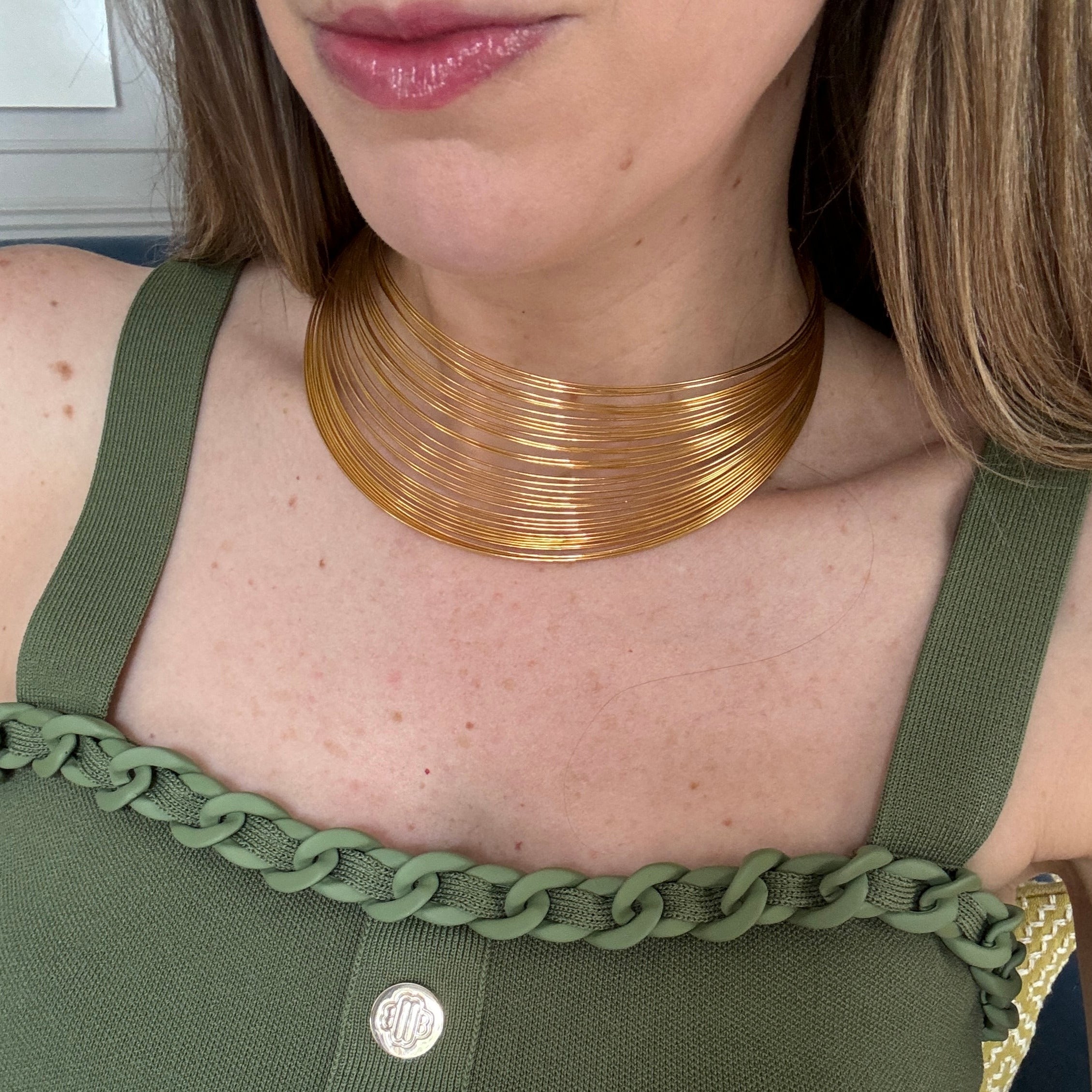 Chic French Gold Wire Collar Necklace