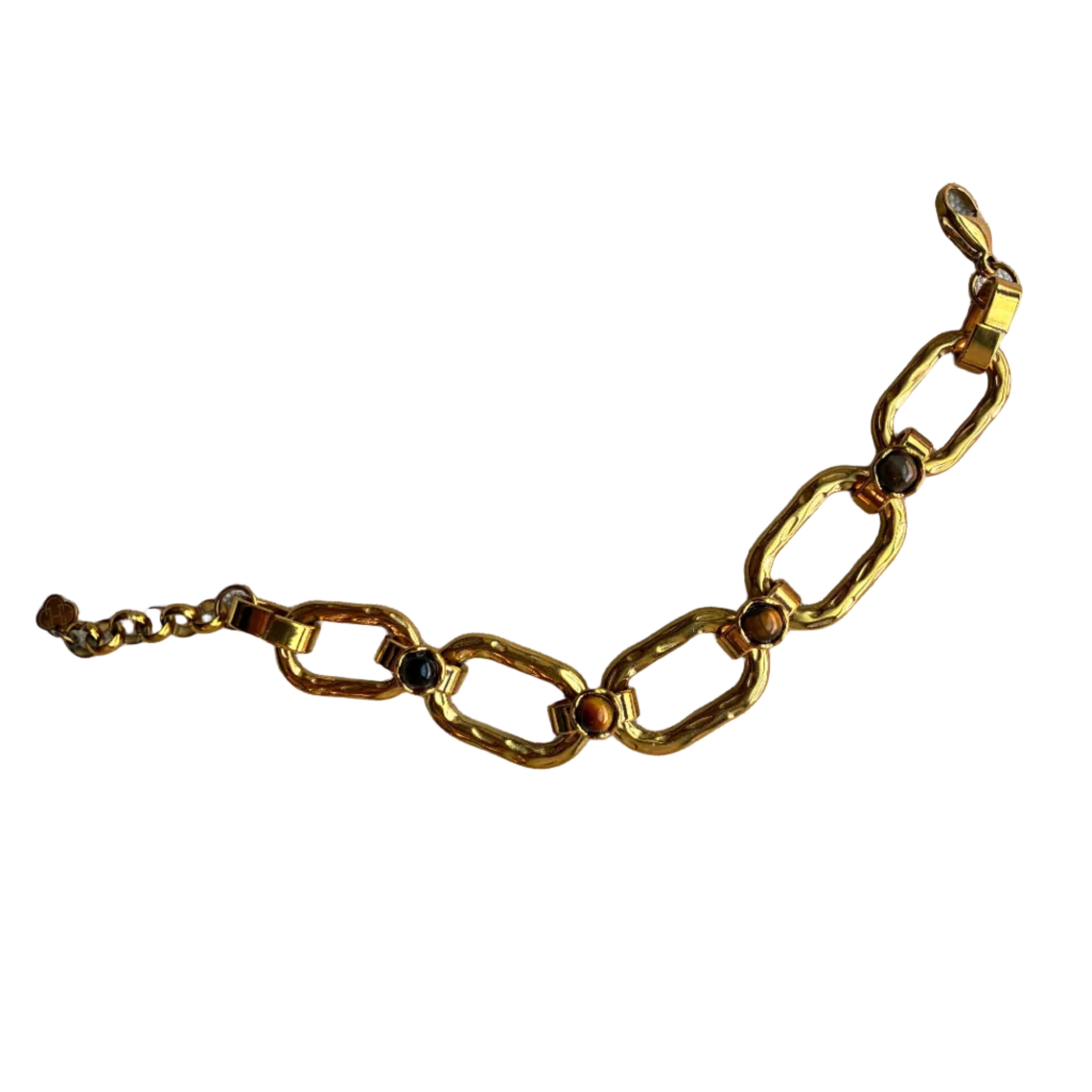 Tiger's Eye Gold Link Bracelet