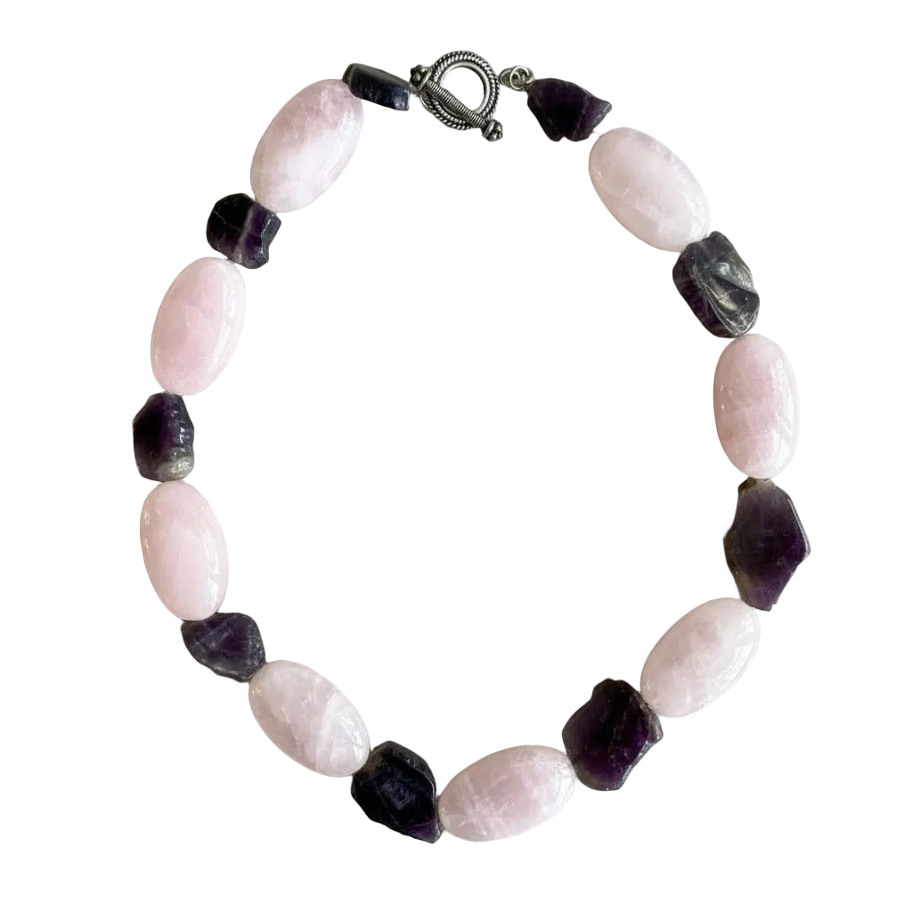 Vintage Amethyst and Rose Quartz Necklace