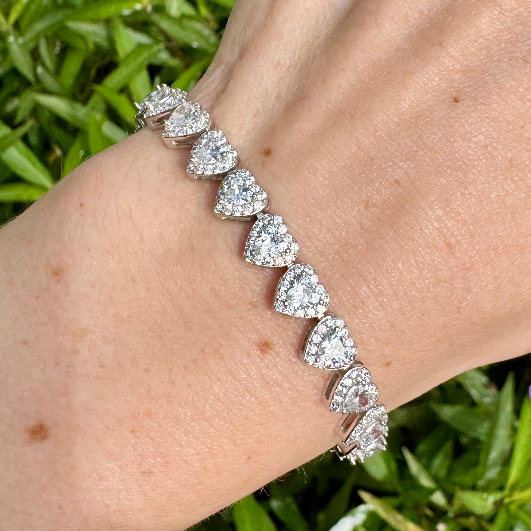 Sterling Silver CZ Heart Tennis Bracelet