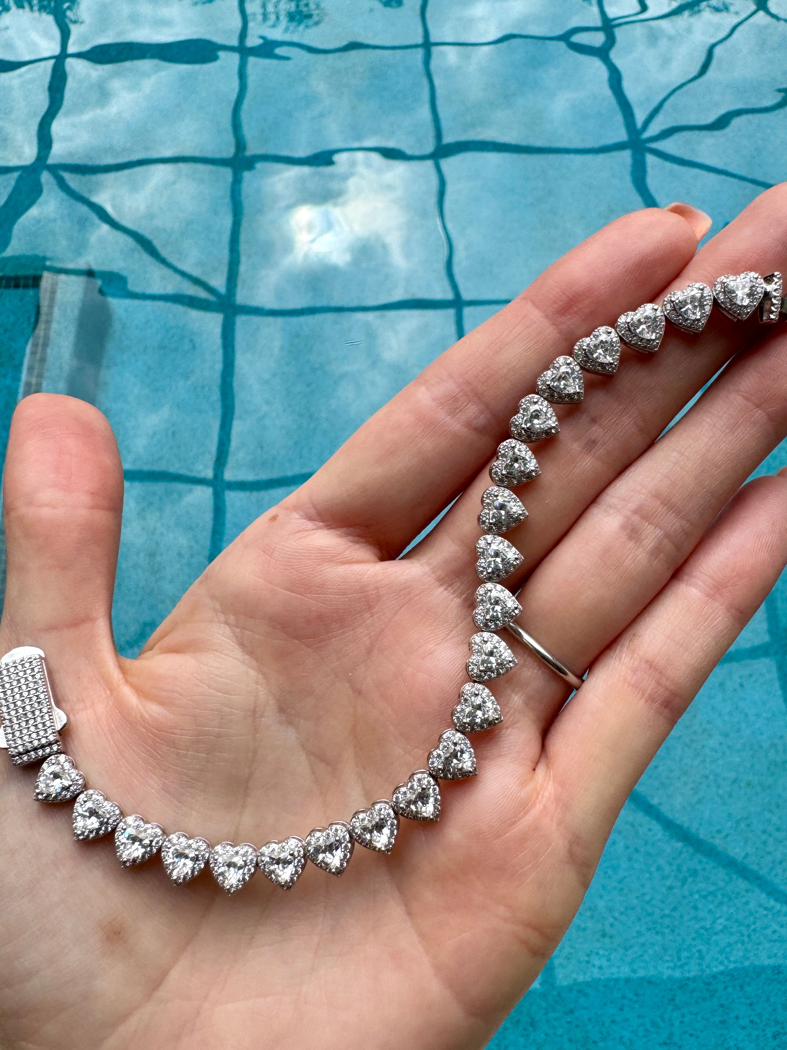 Sterling Silver CZ Heart Tennis Bracelet