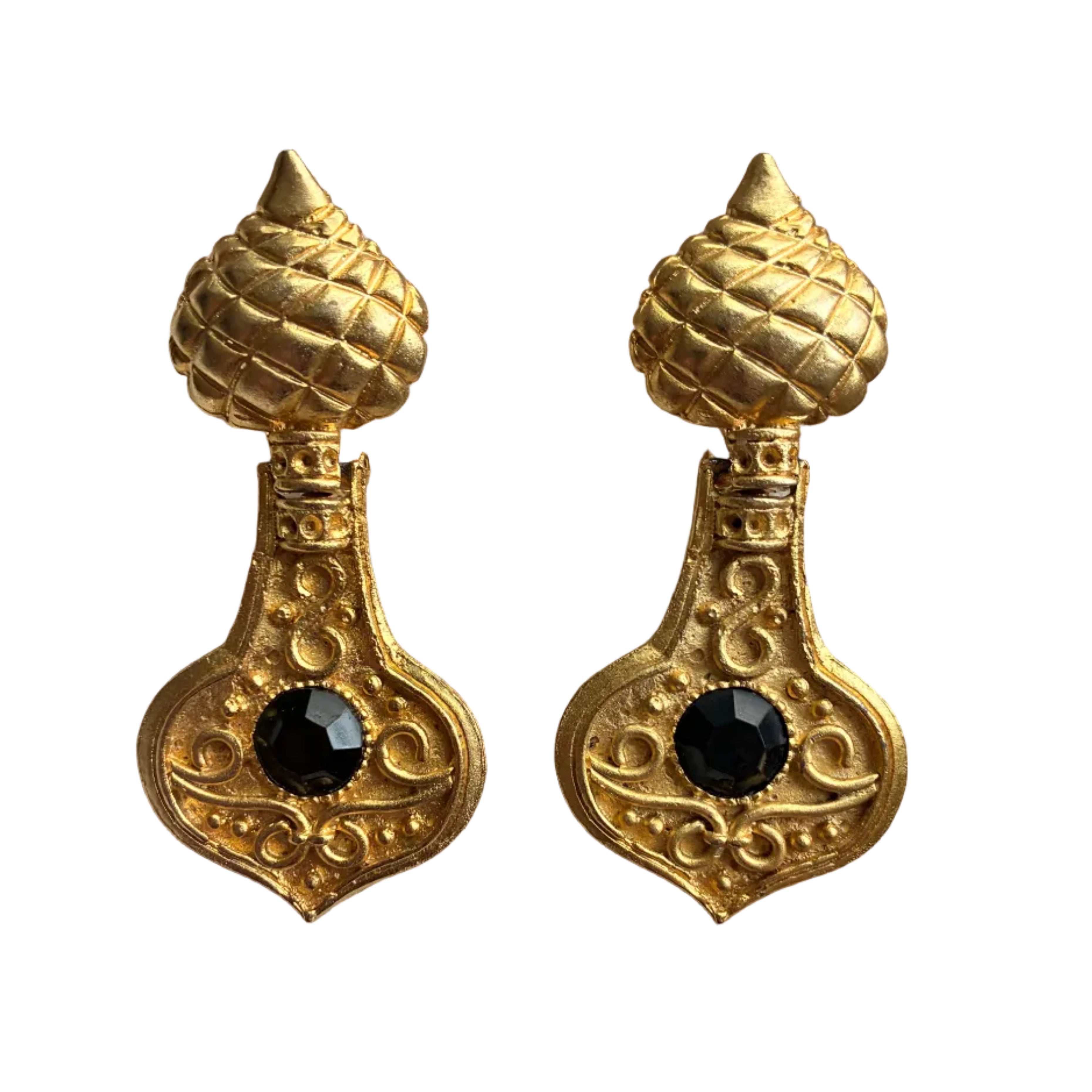 Vintage French Gold Ornamental Earrings