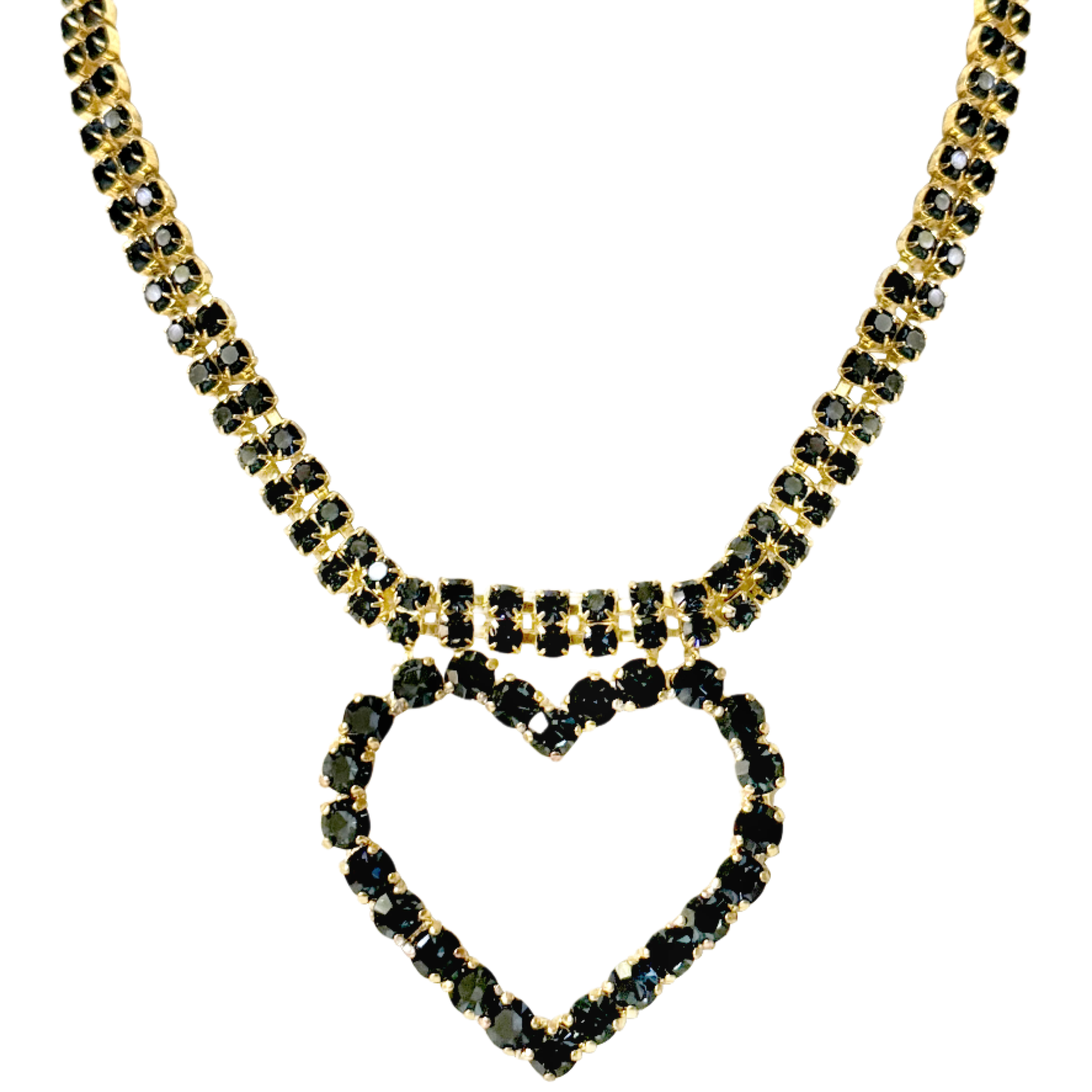 Dark Blue Crystal Heart Necklace