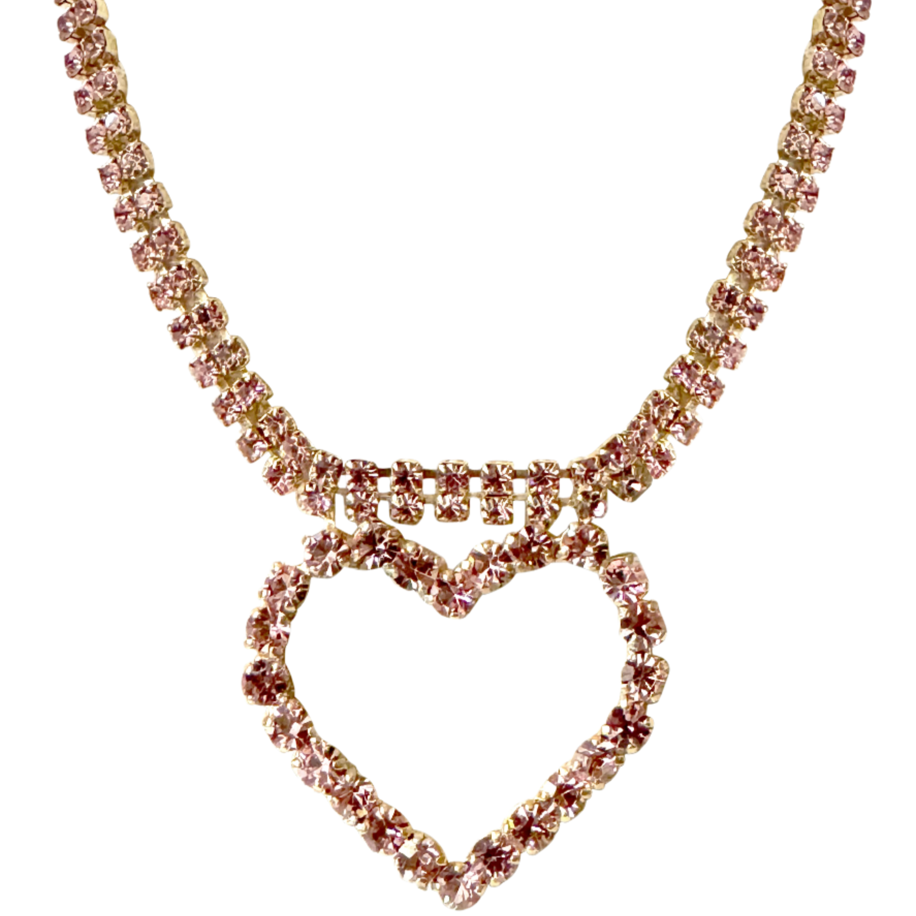 Pink Crystal Heart Necklace