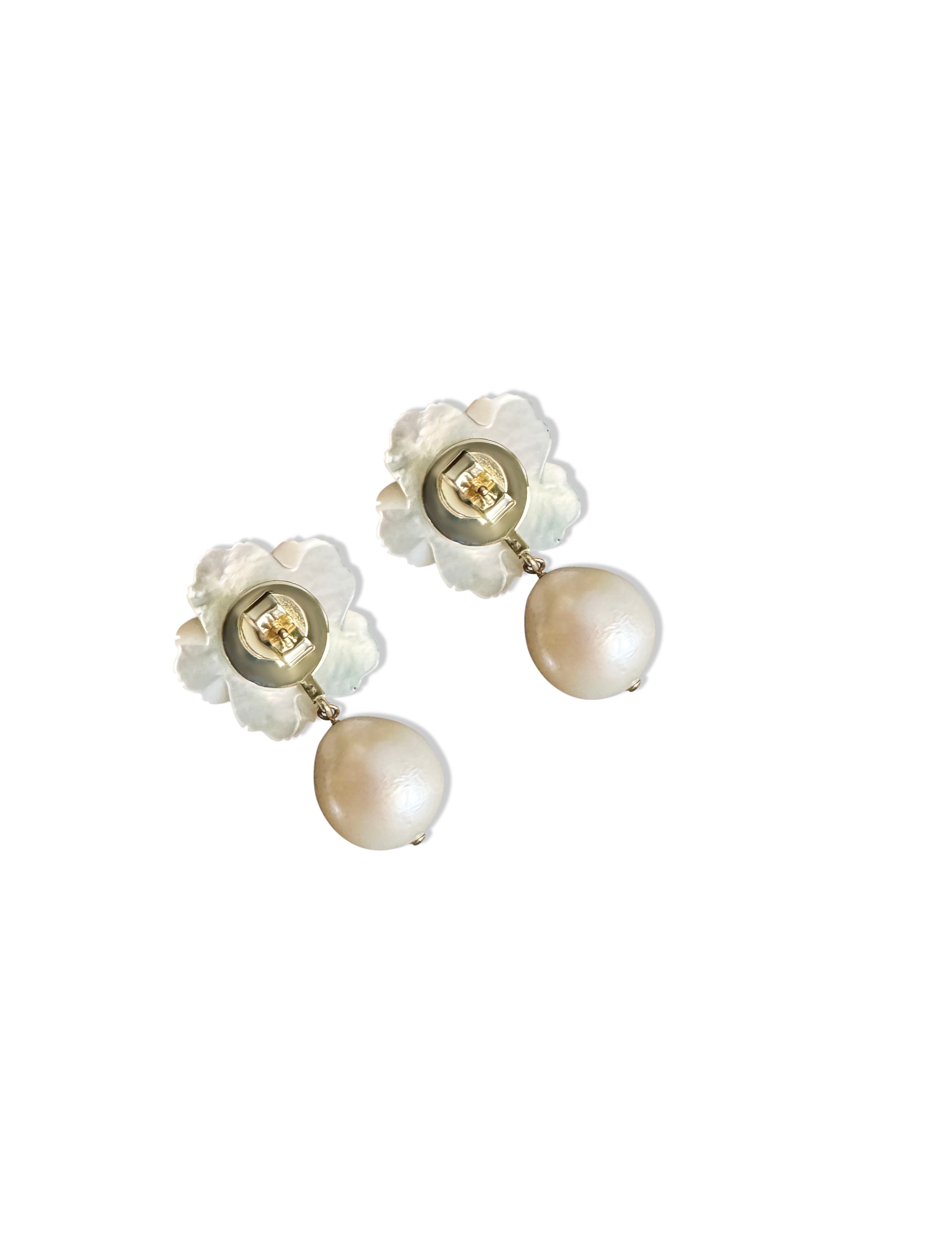 Pearl Drop Flower Drop Earrings