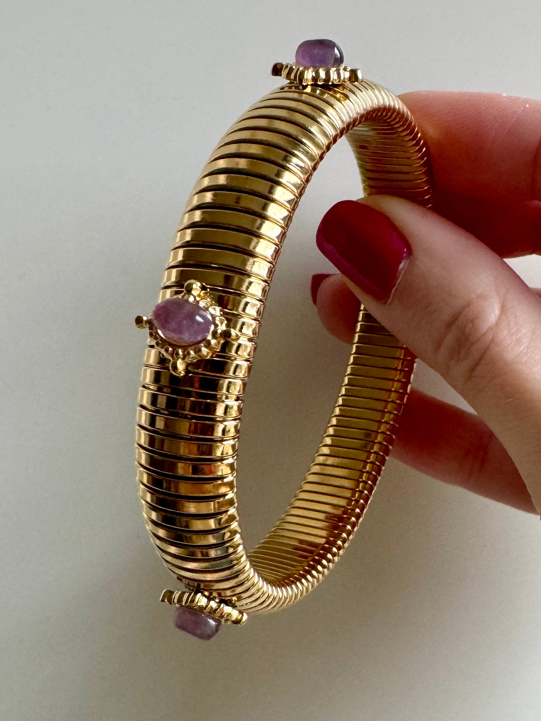 Amethyst Gold Cobra Bracelet