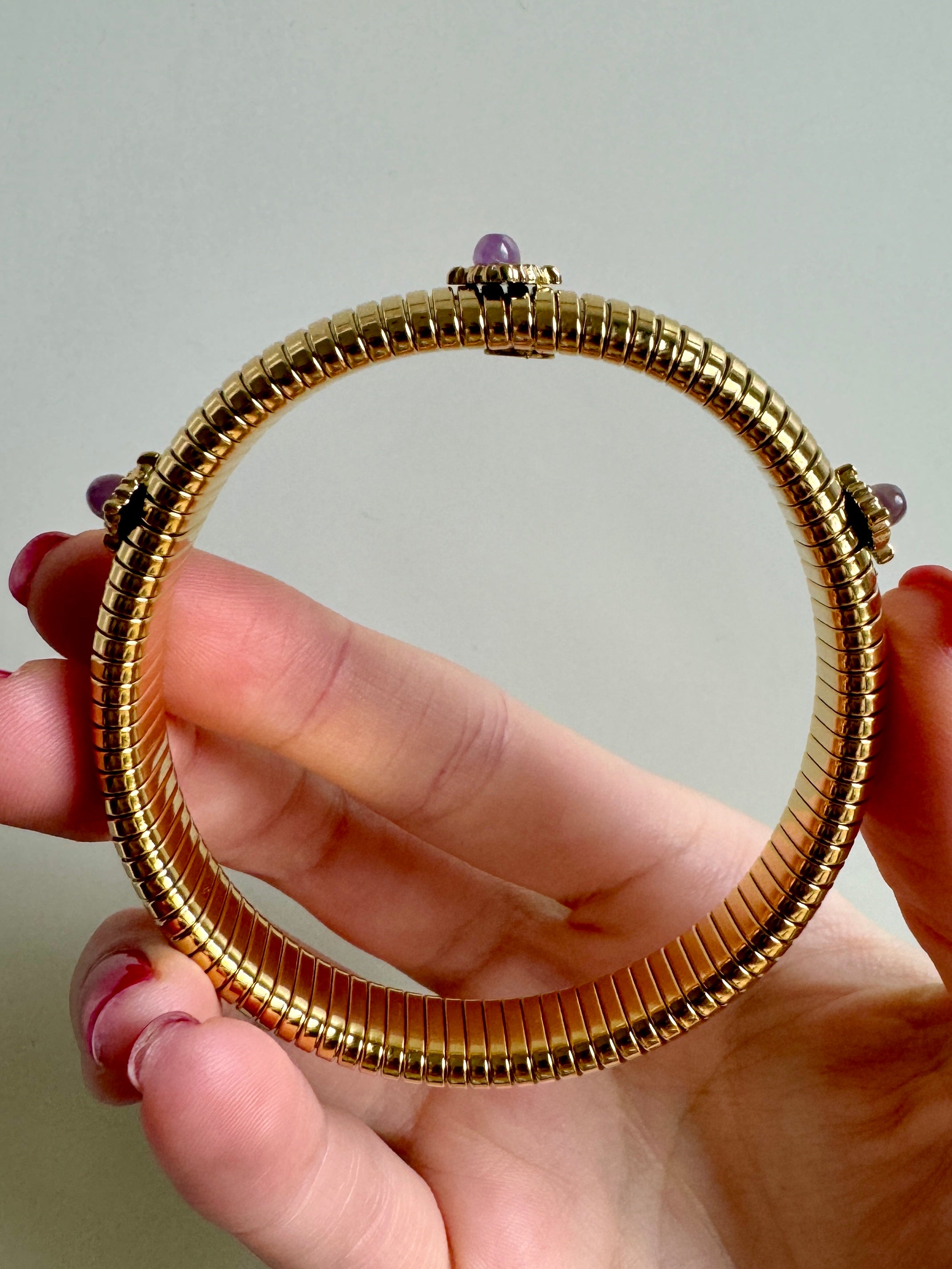 Amethyst Gold Cobra Bracelet