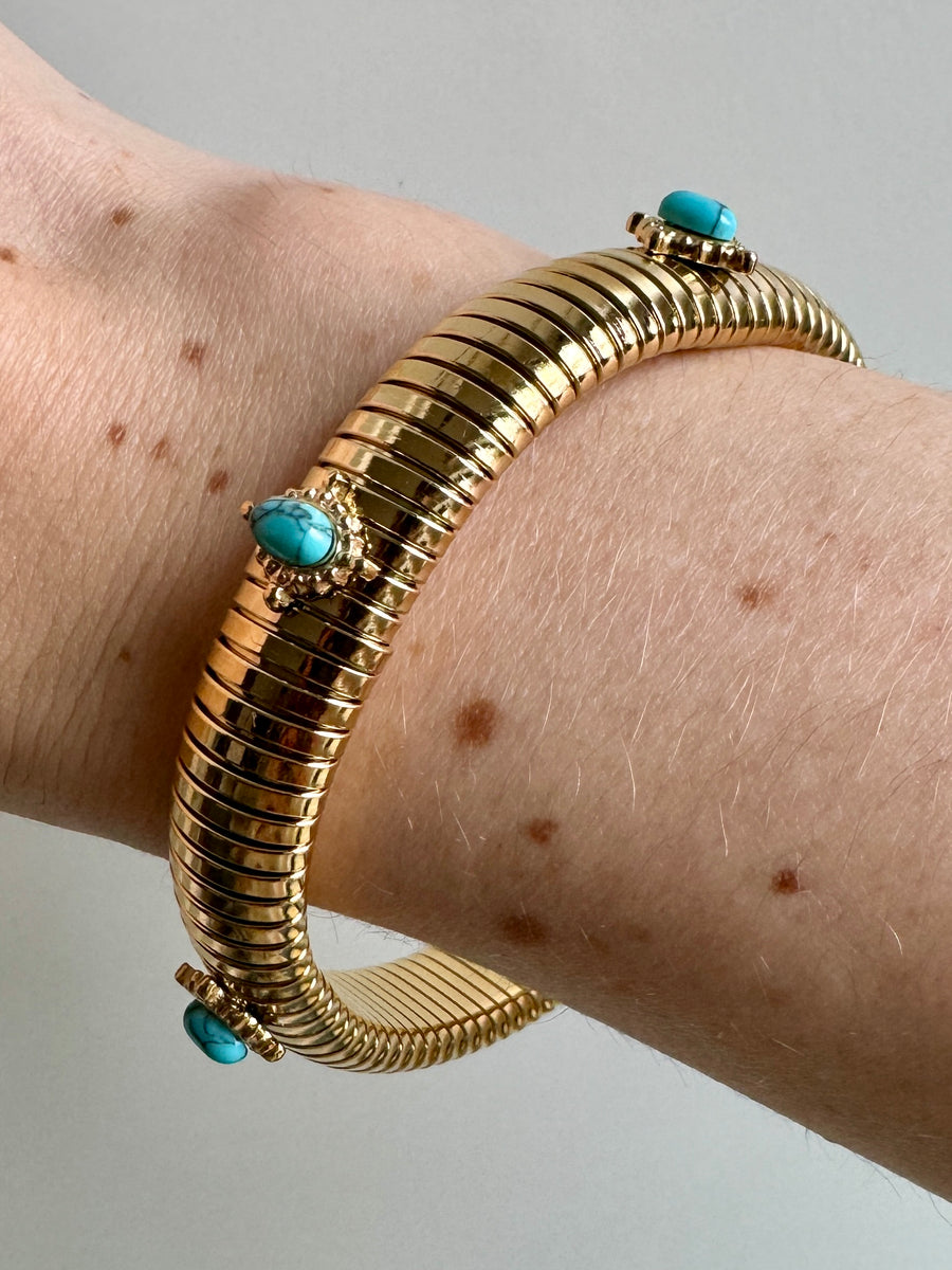 Small Turquoise Gold Cobra Bracelet