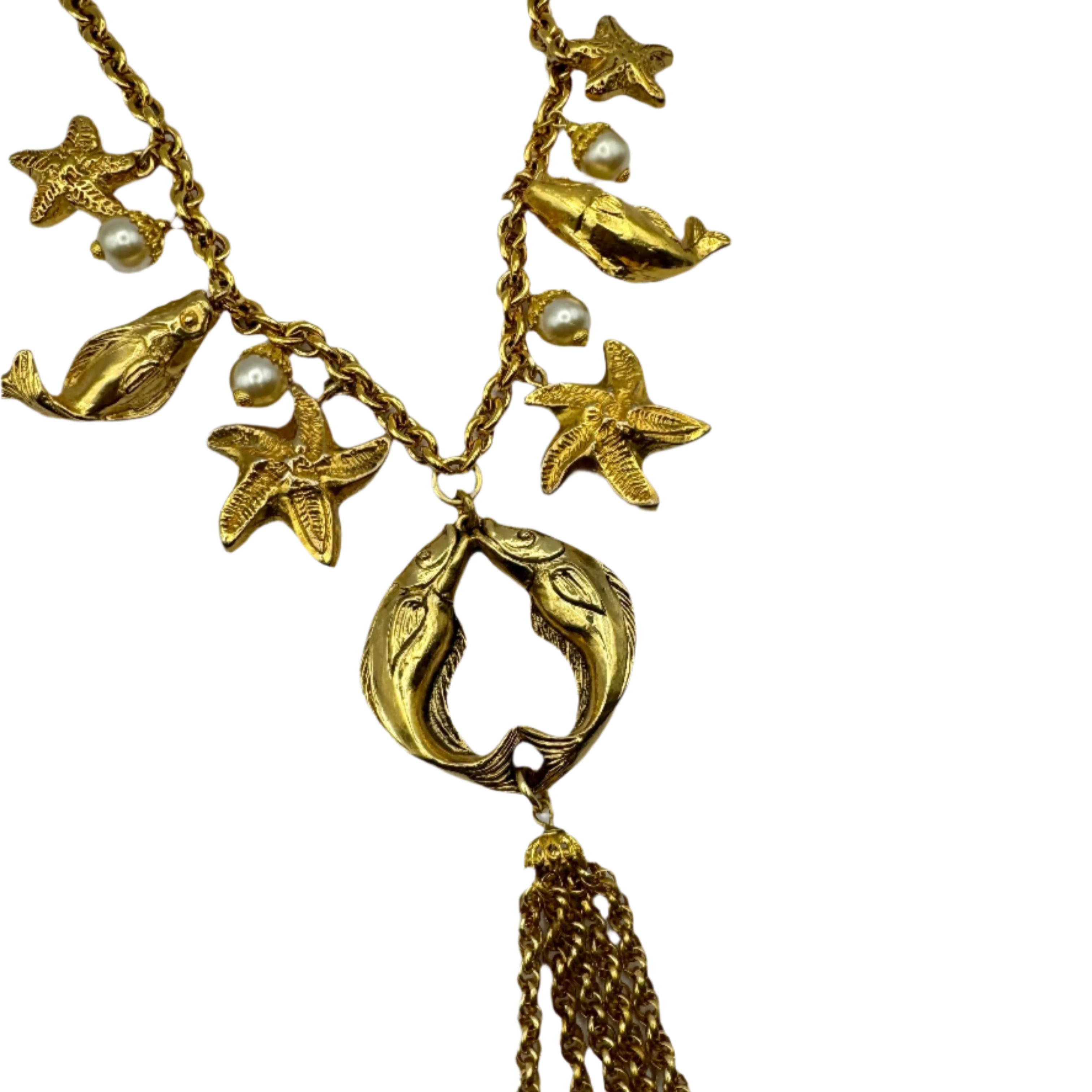 French Designer Chantal de Kerouartz Fish Nautical Charm Necklace