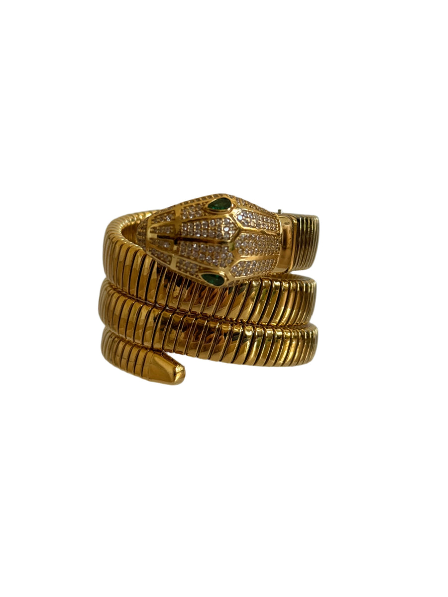 Gold Triple Coil Snake Wrap Bracelet