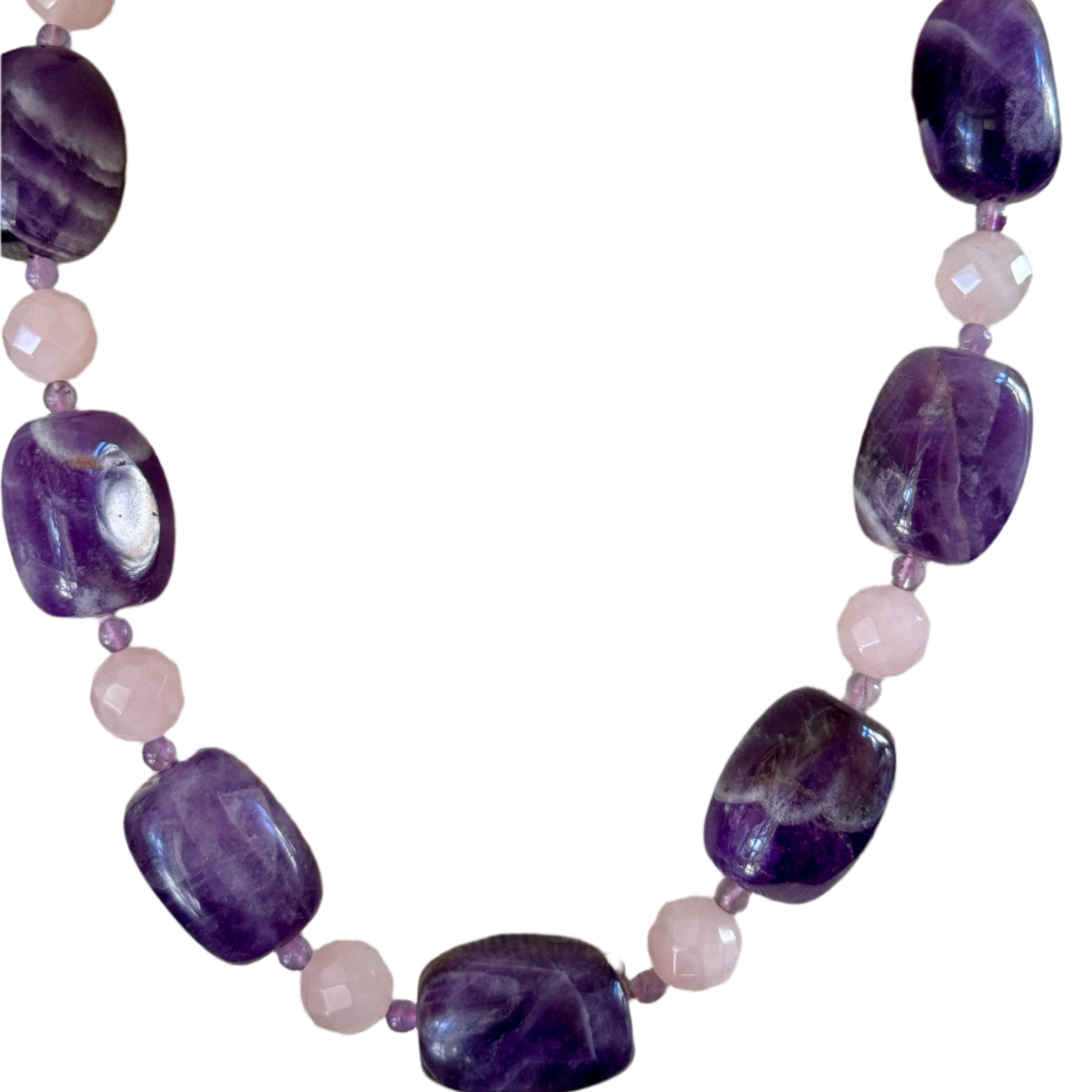 Genuine Amethyst and Rose Quartz Necklace