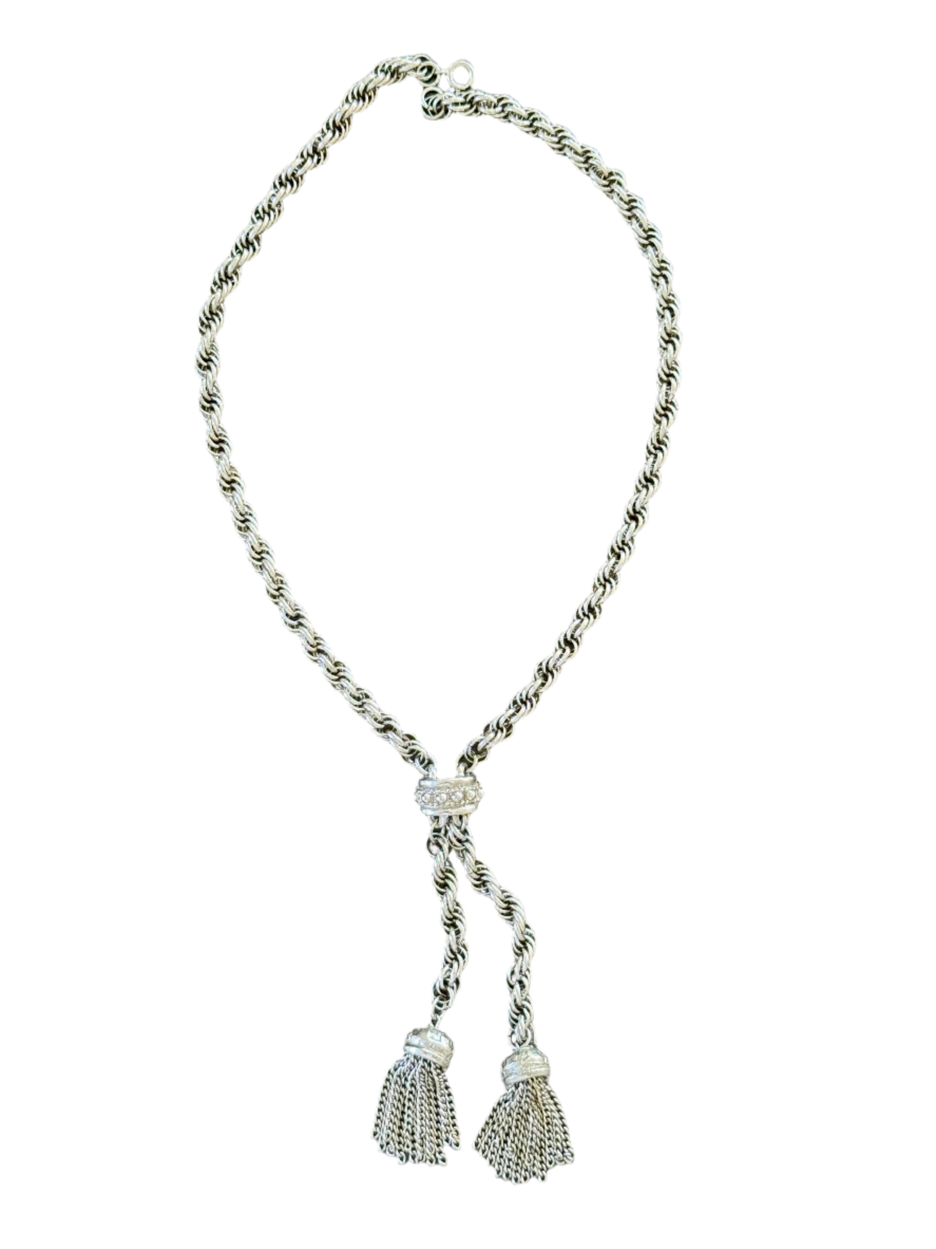 70s Silver Tassel Lariat Necklace