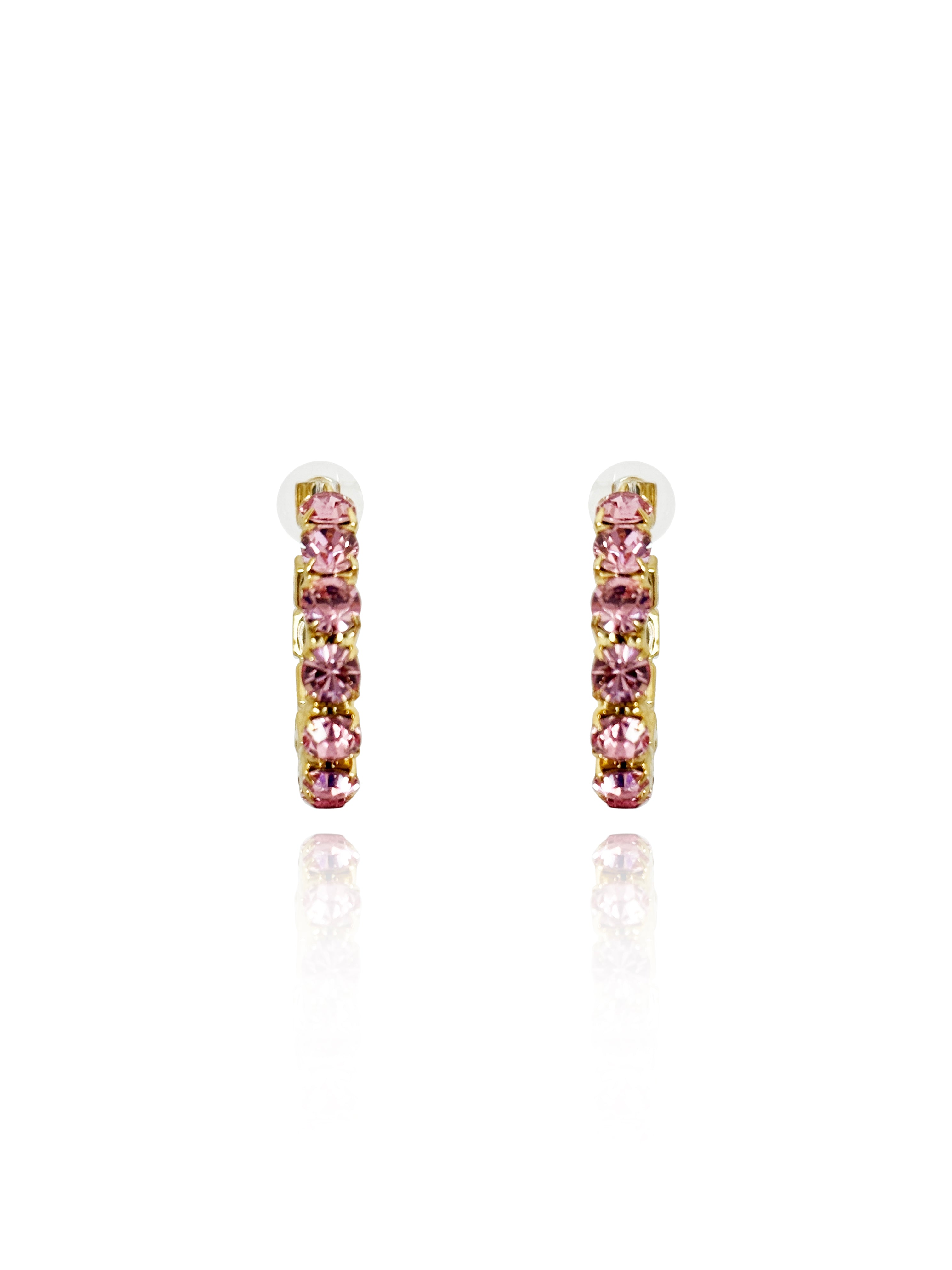 Pink Crystal Hoop Earrings