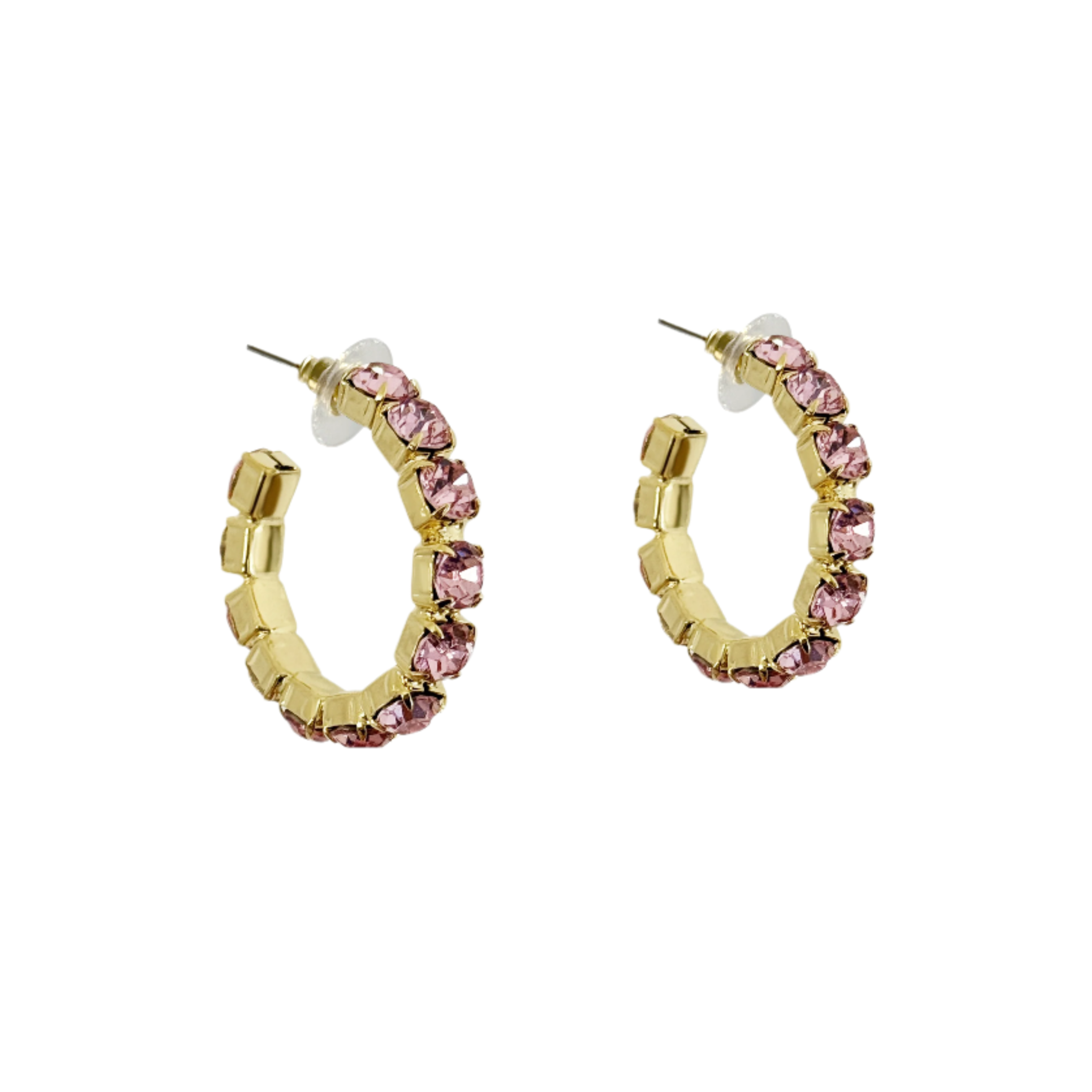 Pink Crystal Hoop Earrings