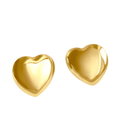 Gold Puffed Heart Earrings