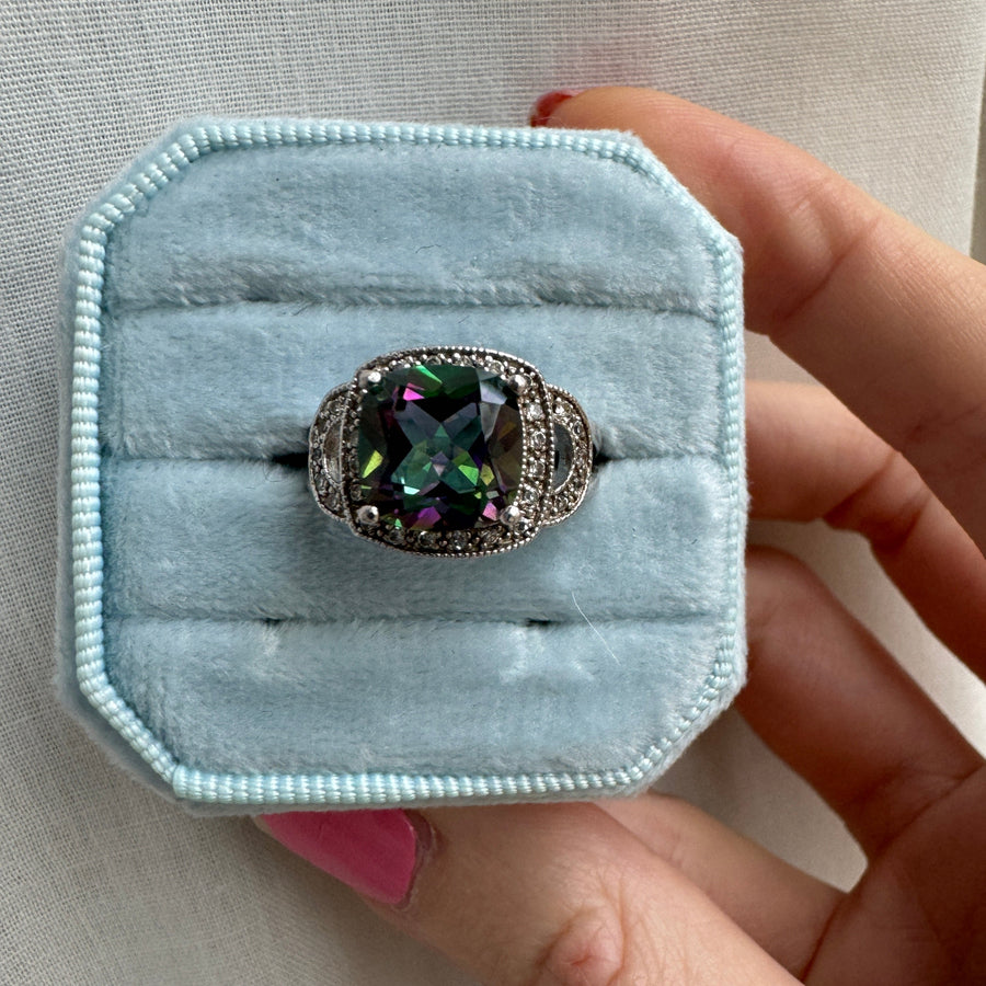 Sterling Silver Aurora Purple Crystal Ring