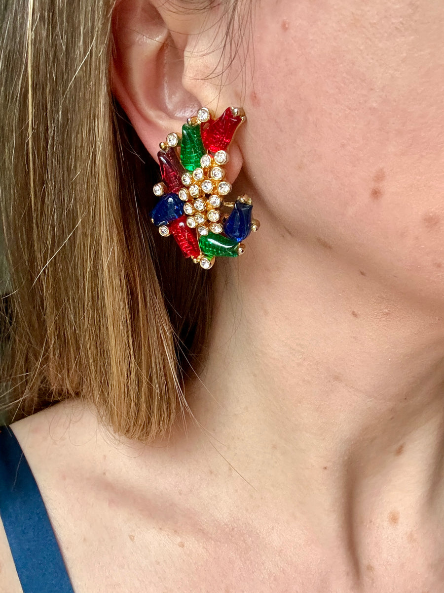 Gorgeous Multi-Colored Glass Tulip Earrings