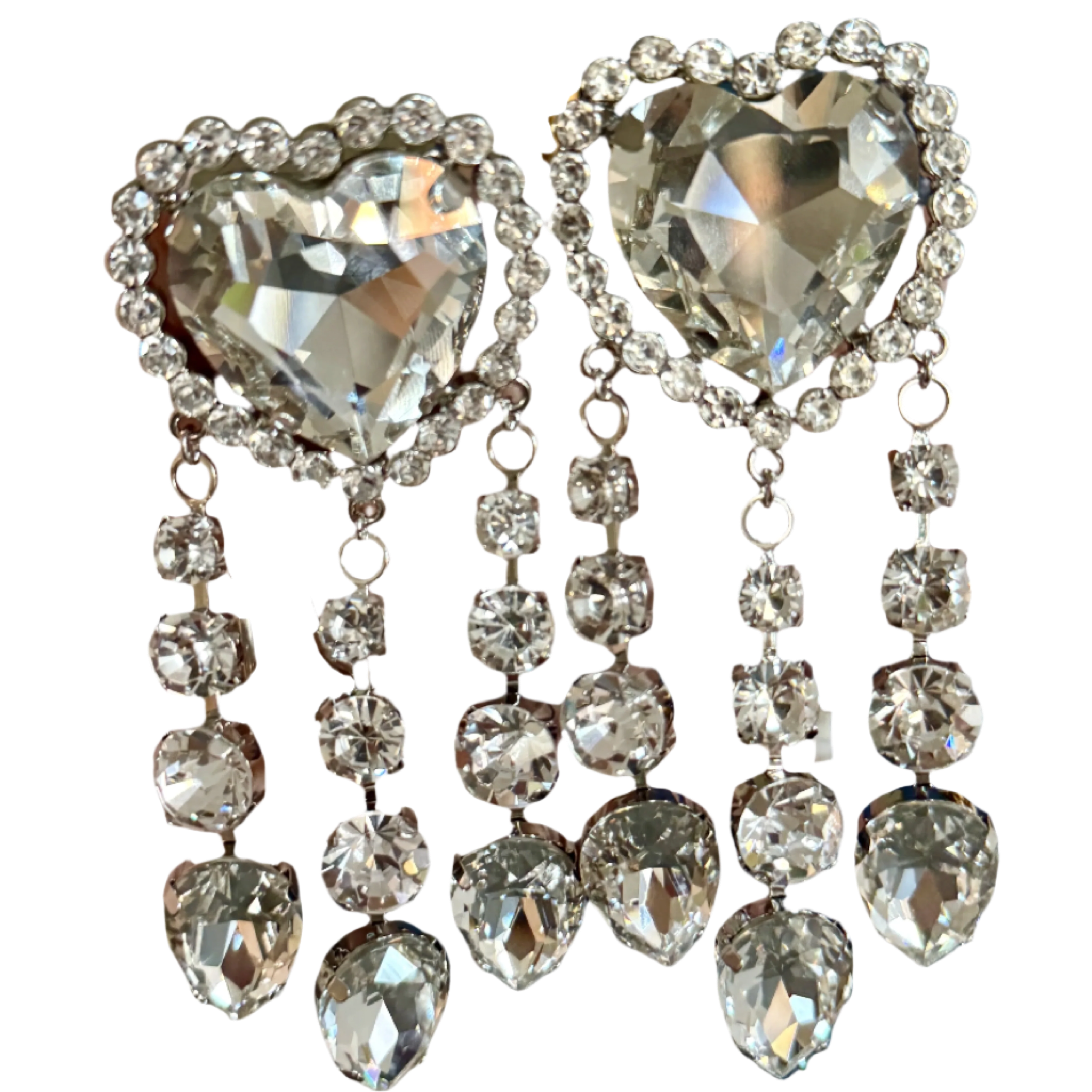 Alessandra Rich Clip-On Crystal Heart Earrings