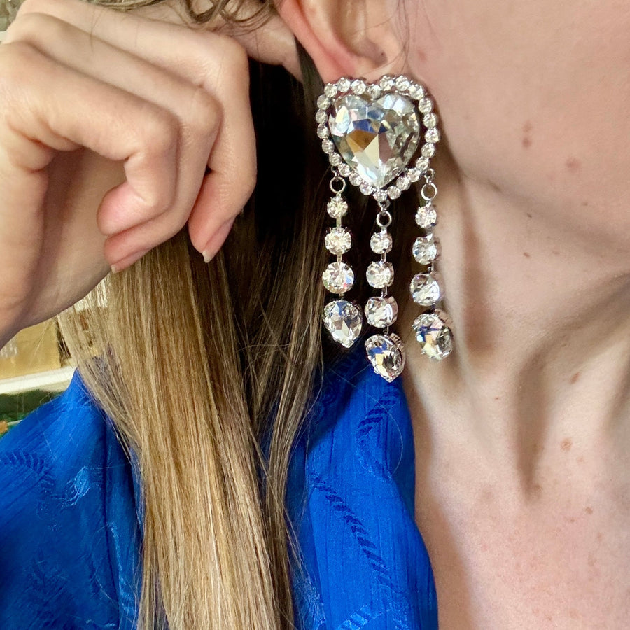 Designer Crystal Heart Earrings