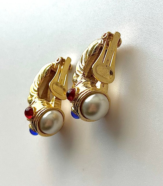 Classic Jeweled Horn Earrings