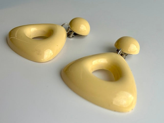 French Designer Marc Labat Paris Cream Resin Earrings