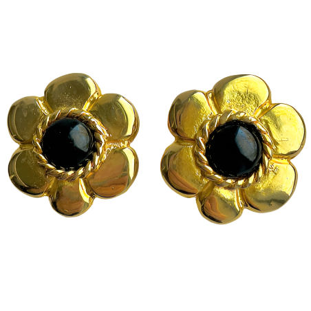 Vintage  Pinky Paris Gold Flower Earrings