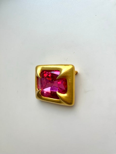 Huge Vintage 90s Pink Crystal Brooch