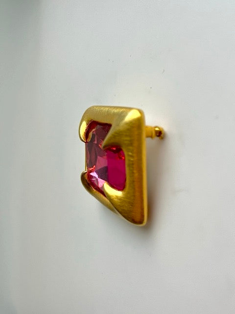 Huge Vintage 90s Pink Crystal Brooch