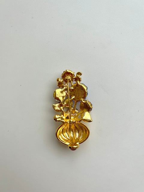 Rare Estate Trifari Glass Flower Brooch