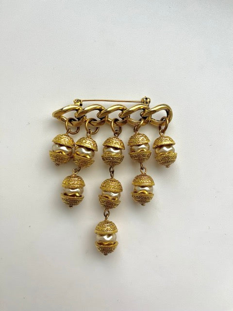 60s Baroque Pearl Cascade Brooch