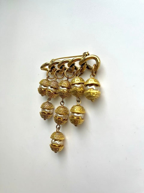 60s Baroque Pearl Cascade Brooch