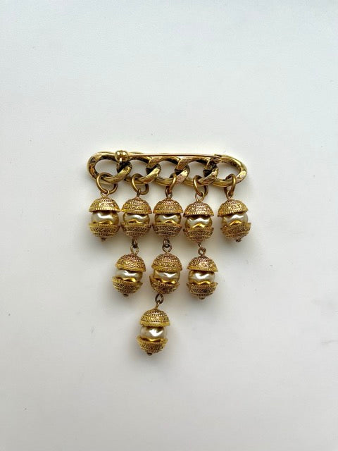 60s Baroque Pearl Cascade Brooch