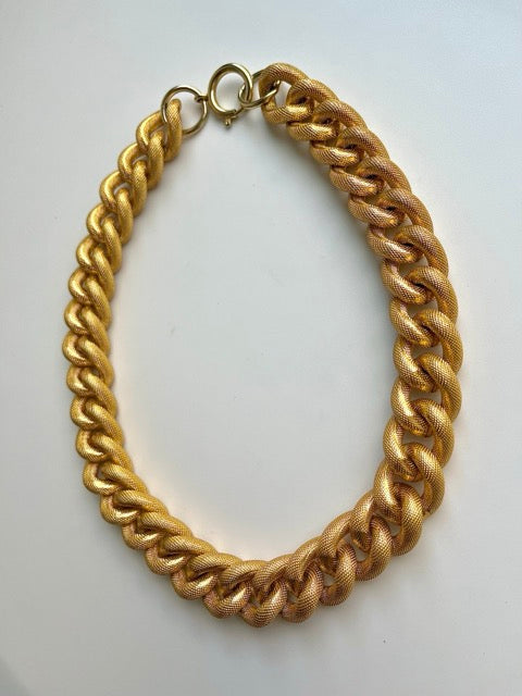 Vintage Chunky Gold Curb Chain Necklace