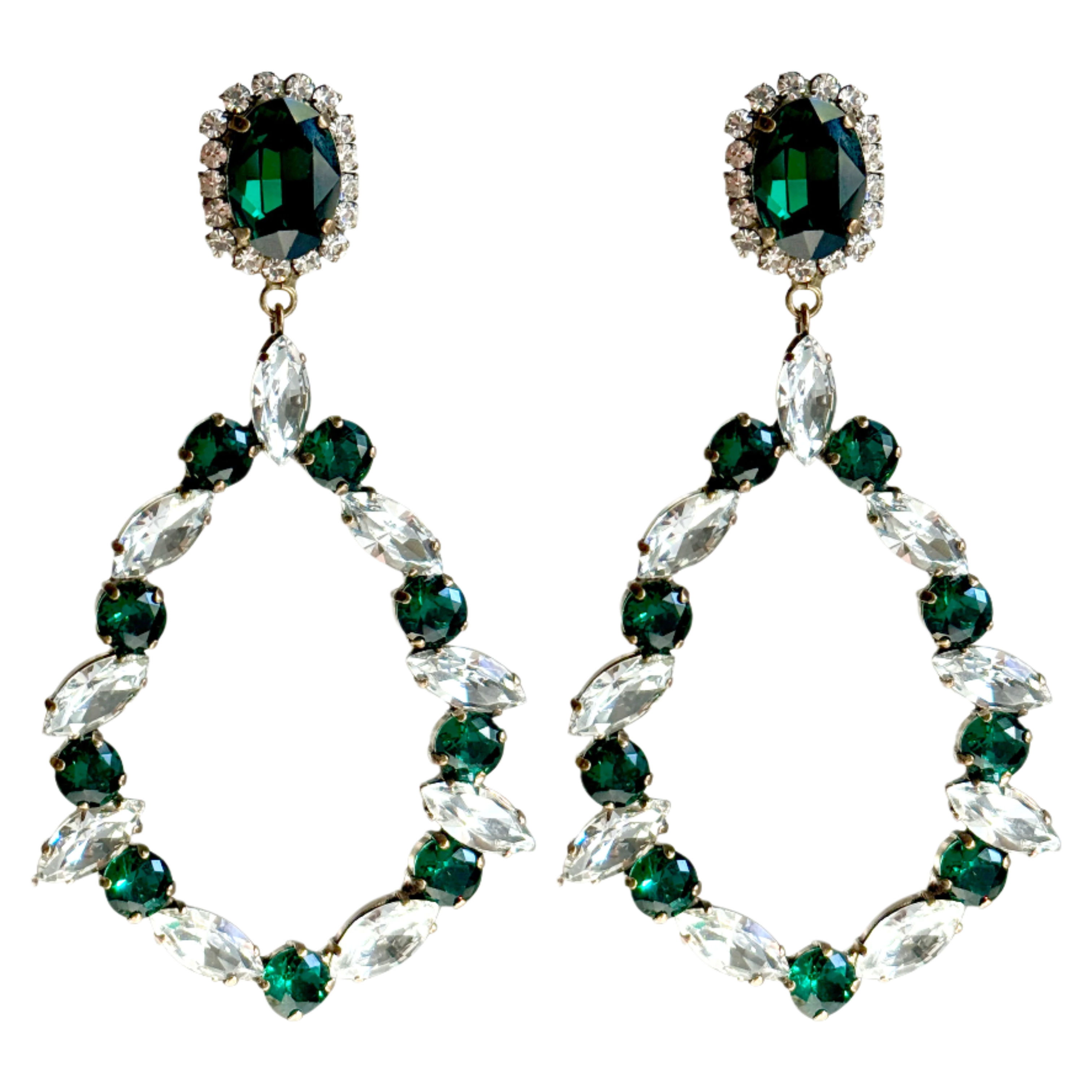 Emerald Crystal Chandelier Earrings