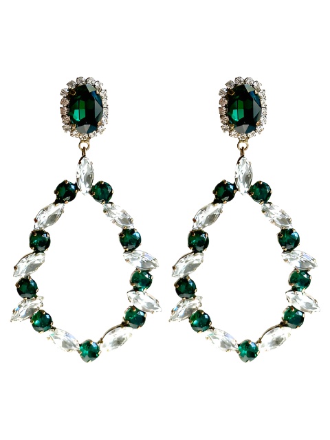 Emerald Crystal Chandelier Earrings