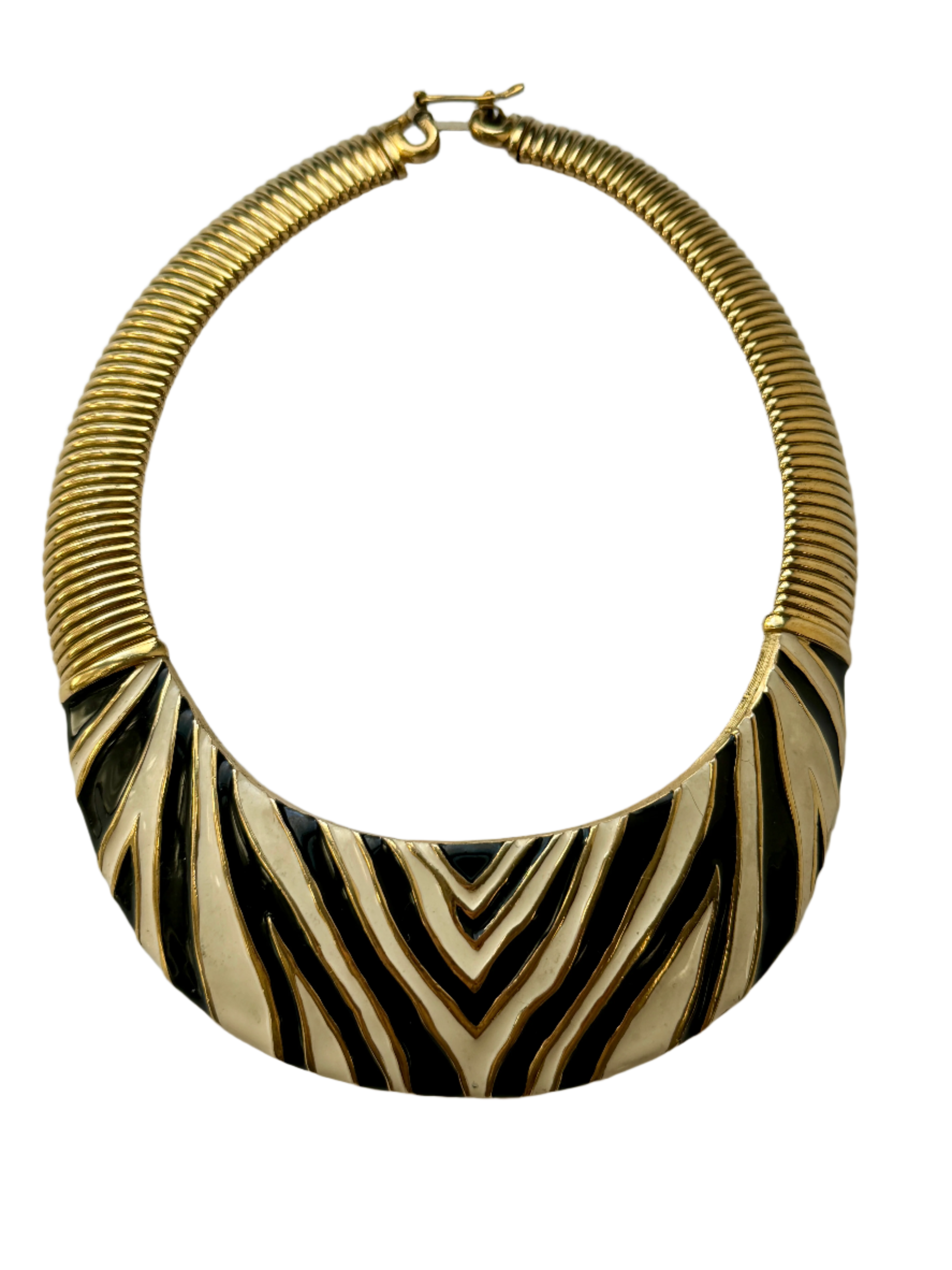 Designer Givenchy Zebra Enamel Collar Necklace