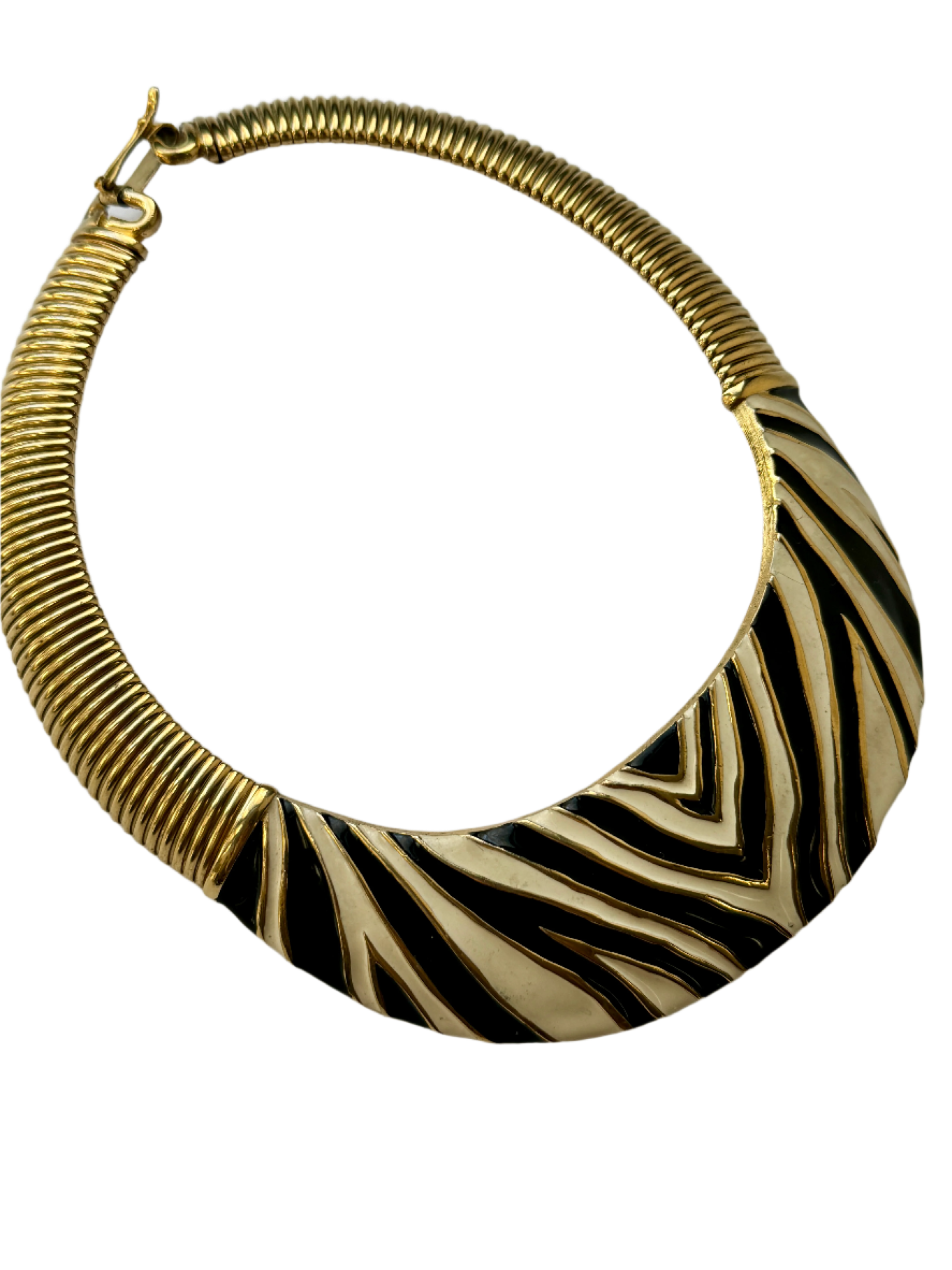 Designer Givenchy Zebra Enamel Collar Necklace