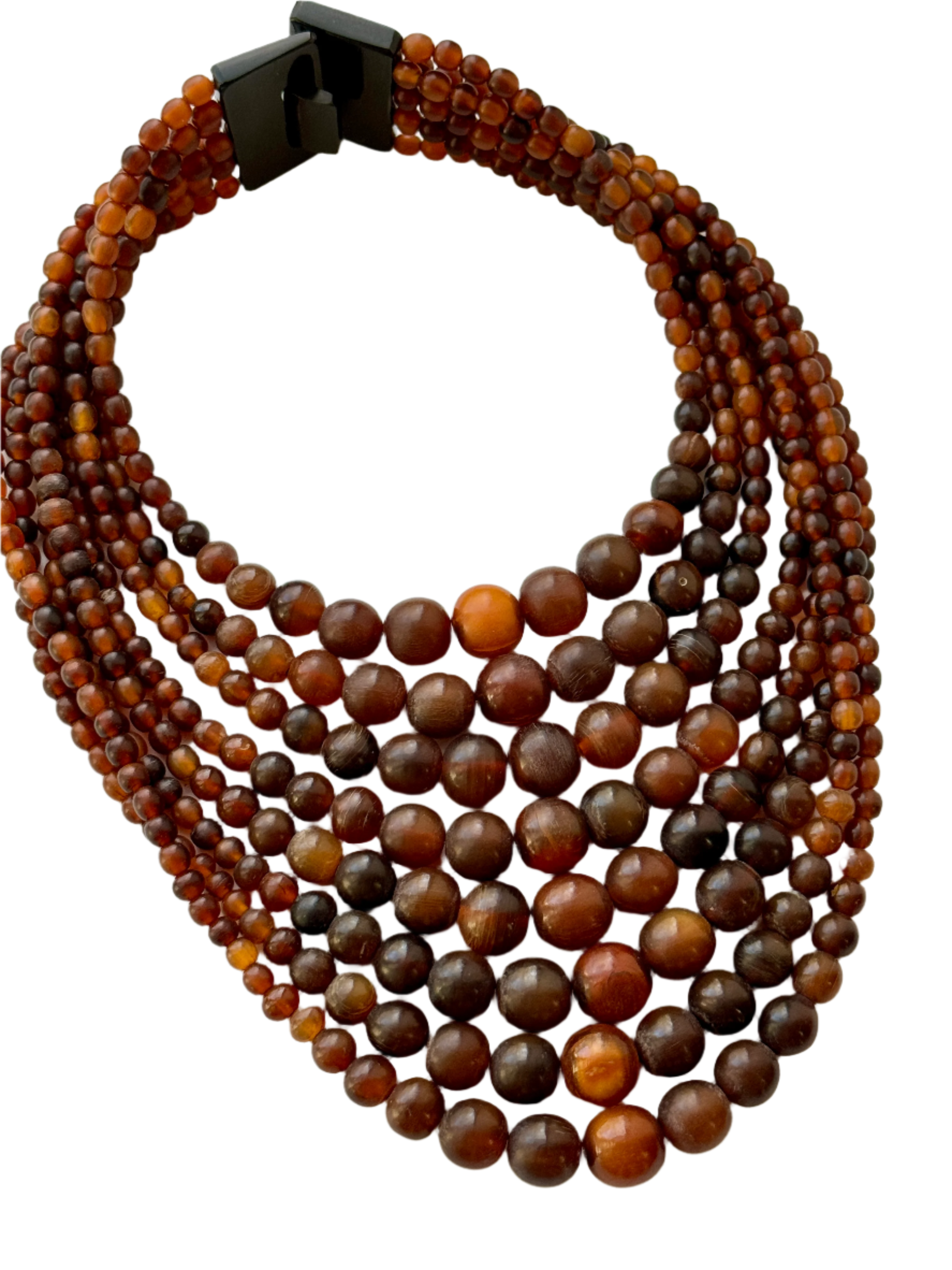 Designer Monies Couture Brown Horn Bead Necklace