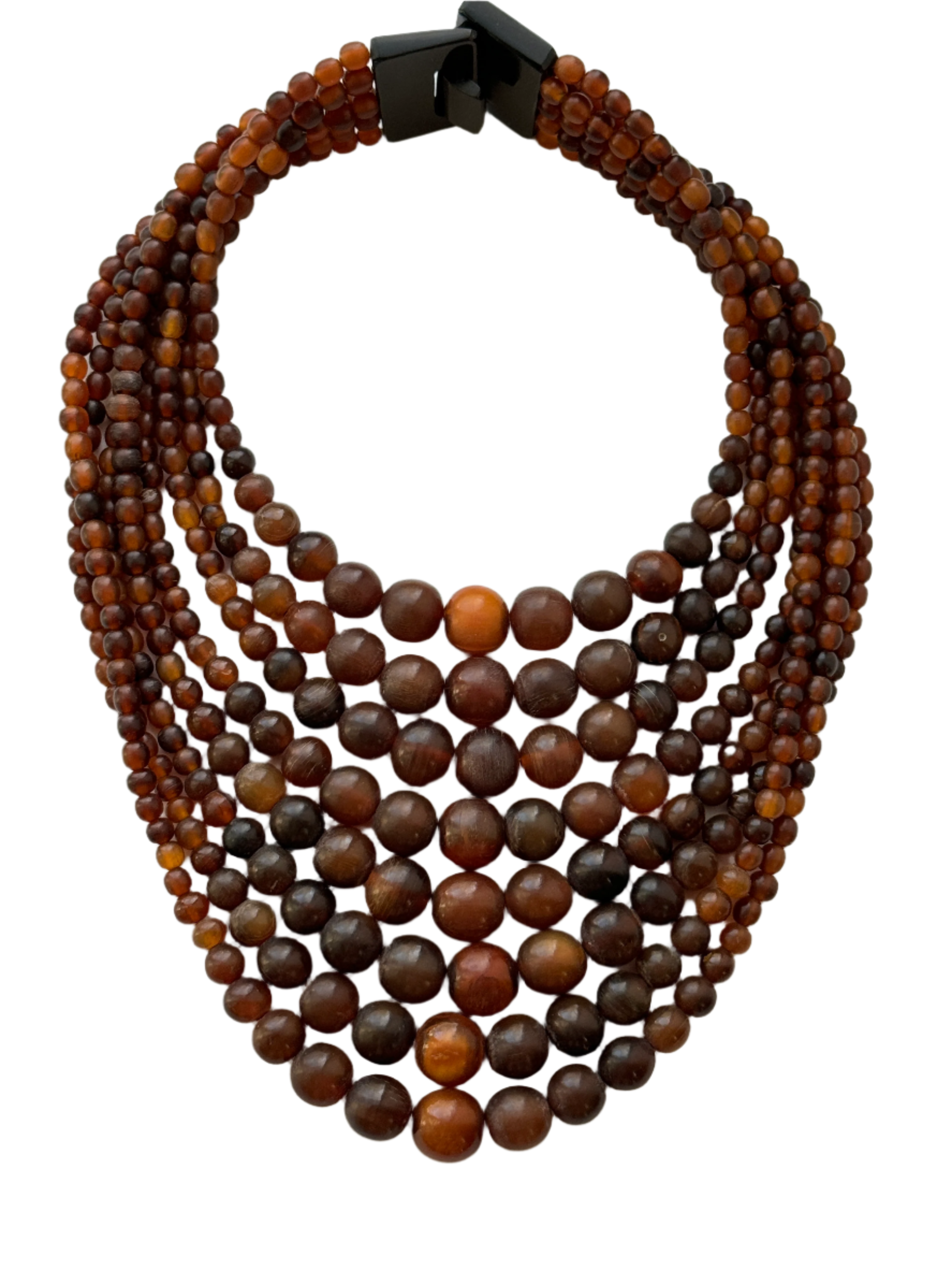 Designer Monies Couture Brown Horn Bead Necklace