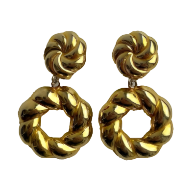 Vintage French Gold Swirl Clip On Earring